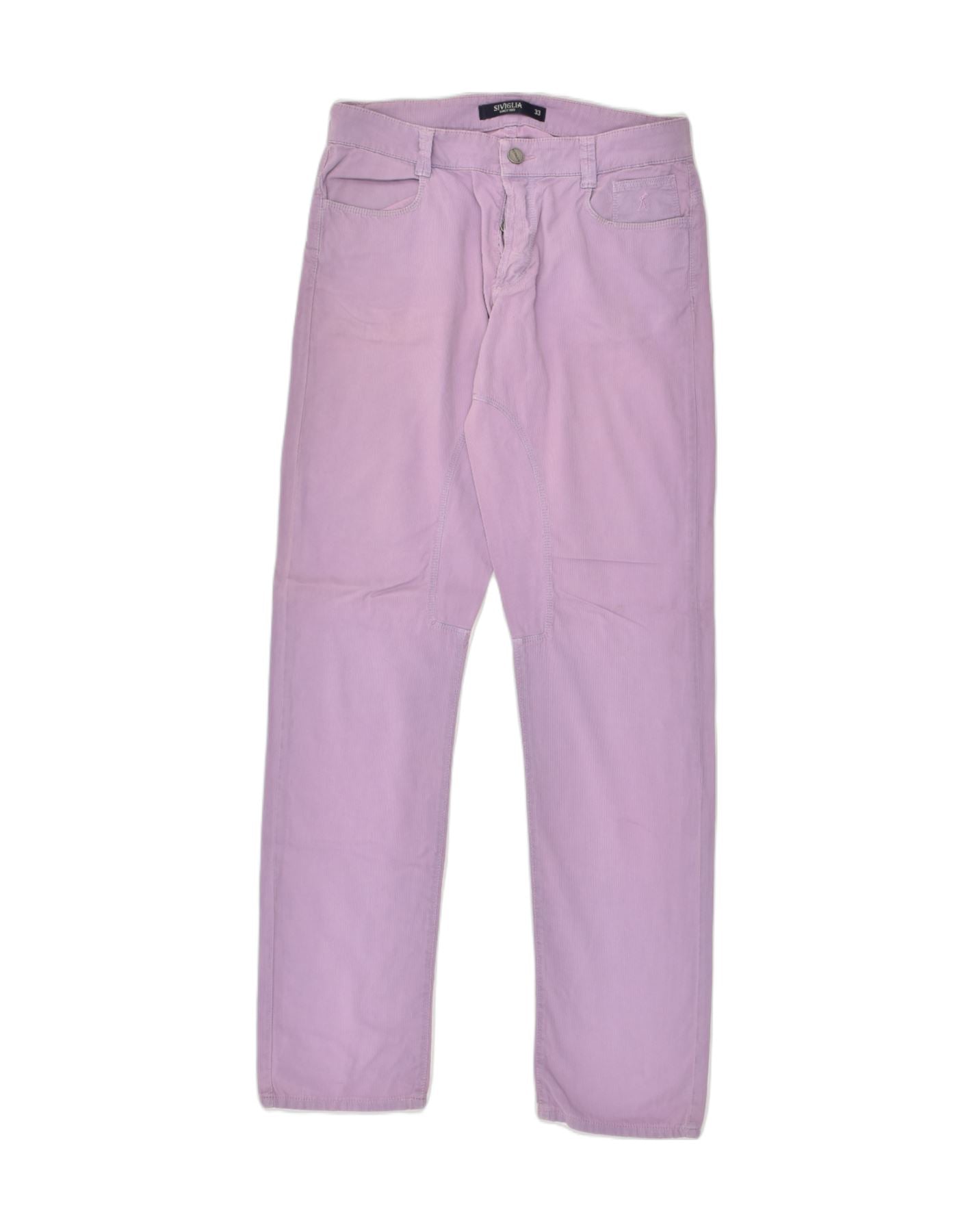 image of SIVIGLIA Mens Straight Casual Trousers W30 L33 Purple Cotton
