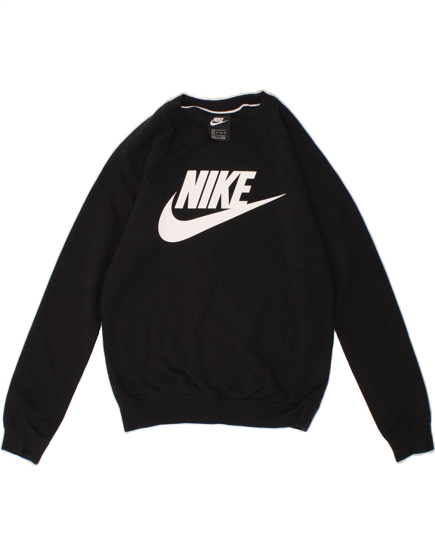 Image of NIKE Womens Oversized Graphic Sweatshirt Jumper UK 6 XS Black Cotton