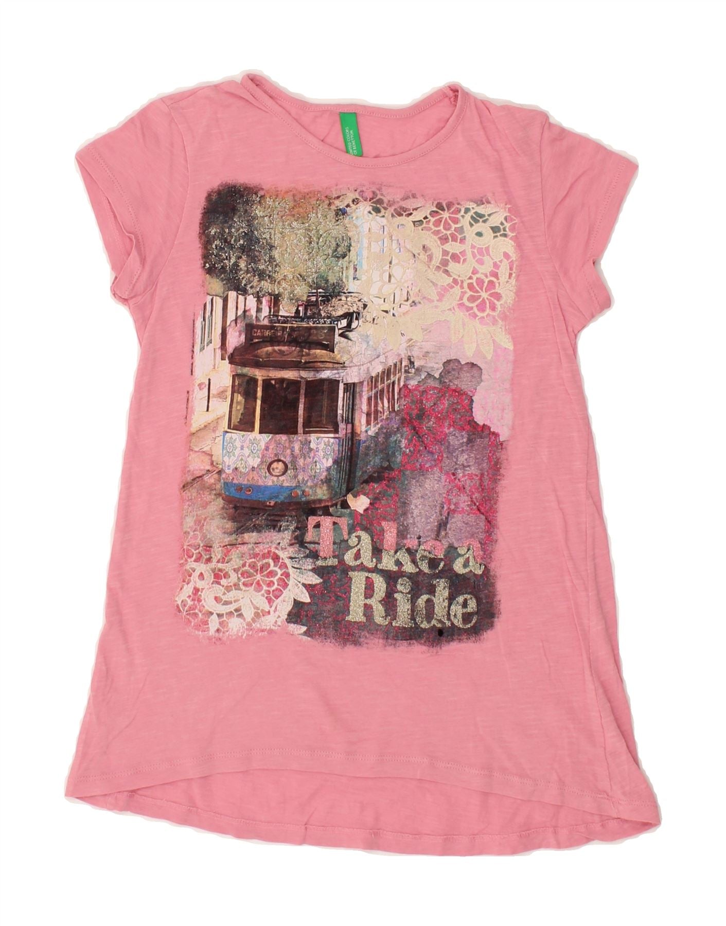 Image of BENETTON Girls Graphic T-Shirt Top 2-3 Years Pink