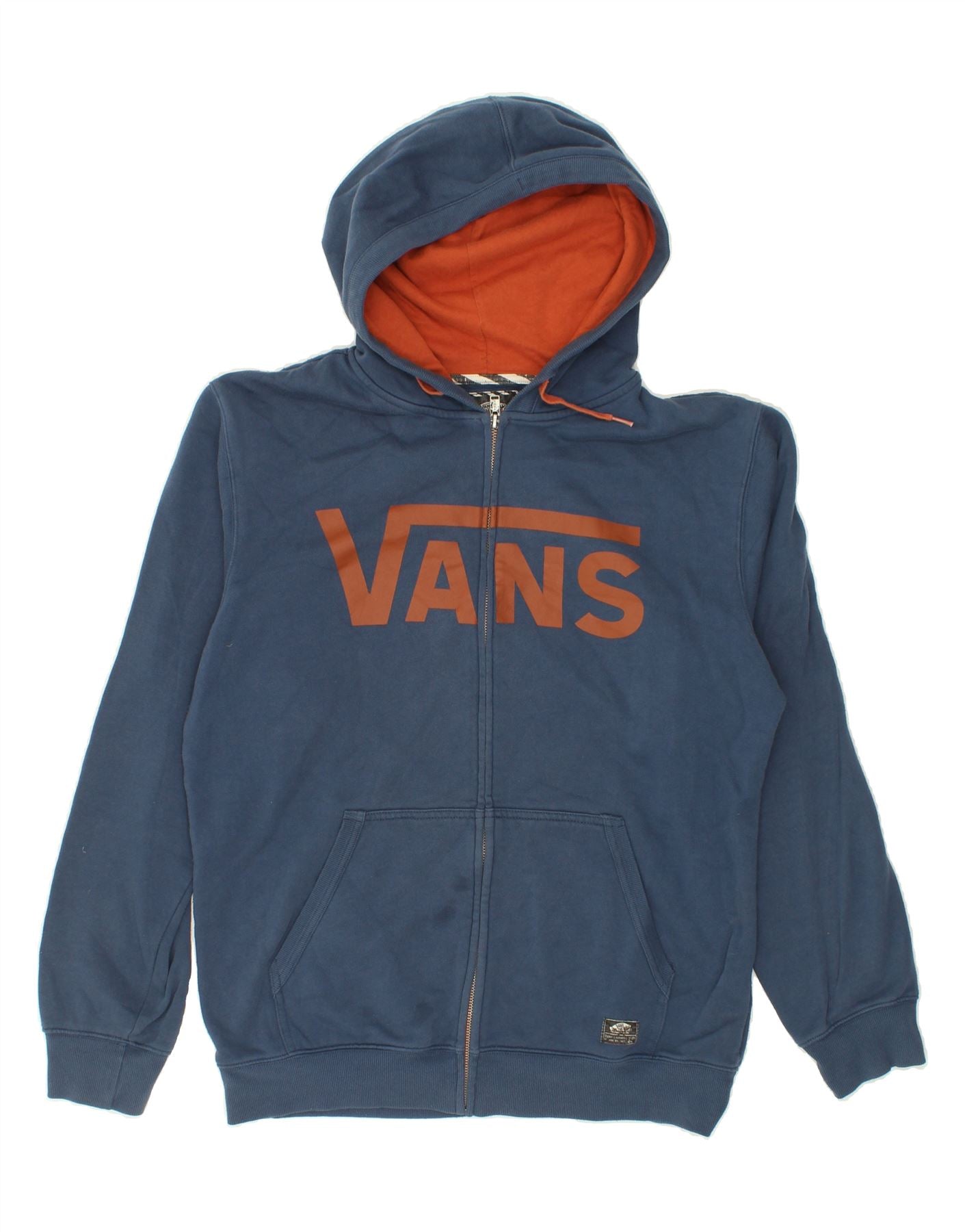 image of VANS Mens Graphic Zip Hoodie Sweater Large Navy Blue Cotton