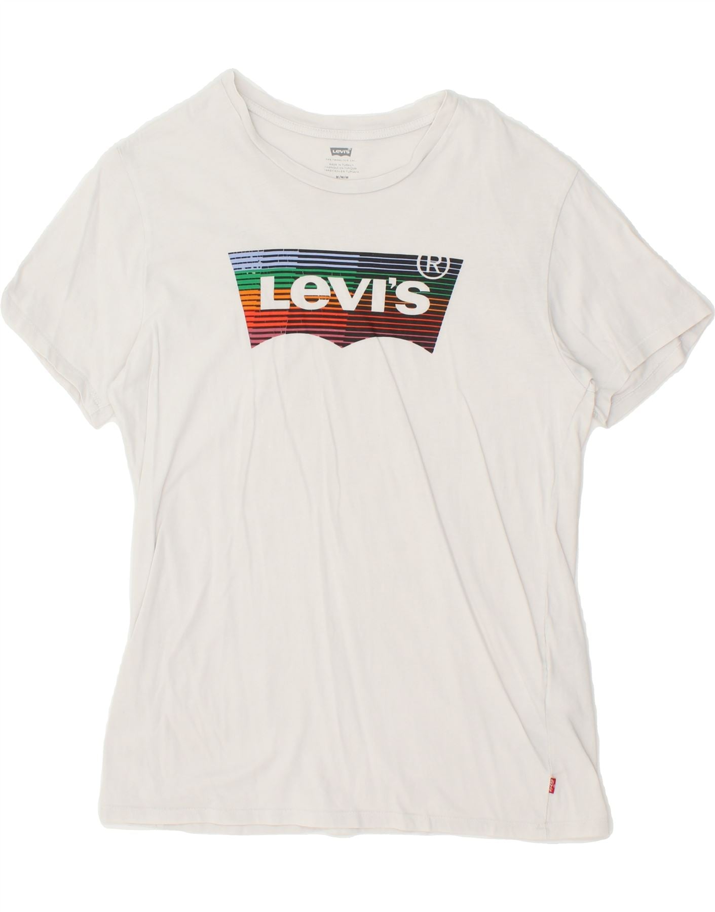 image of LEVI'S Mens Graphic T-Shirt Top Medium White Cotton