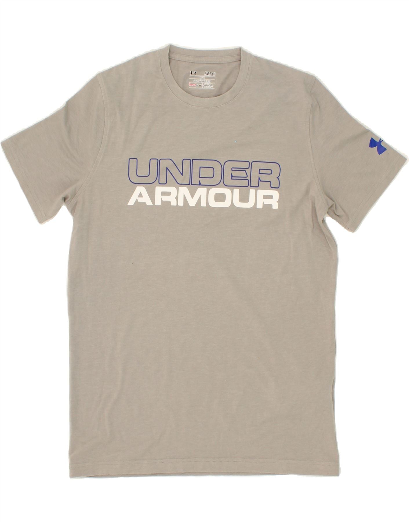 Image of UNDER ARMOUR Mens Graphic T-Shirt Top Small Grey Cotton