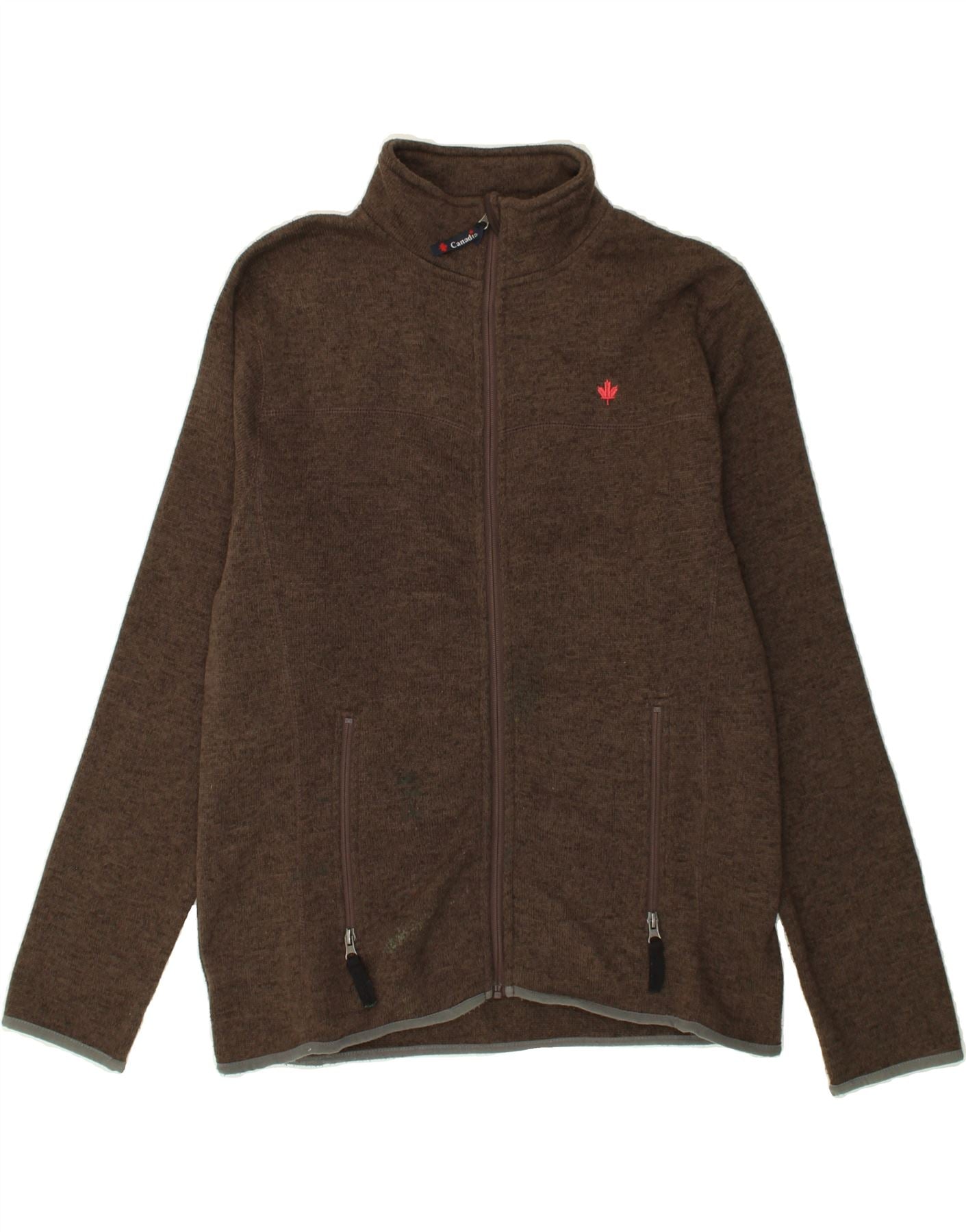image of CANADIAN Mens Cardigan Sweater Medium Brown Polyester