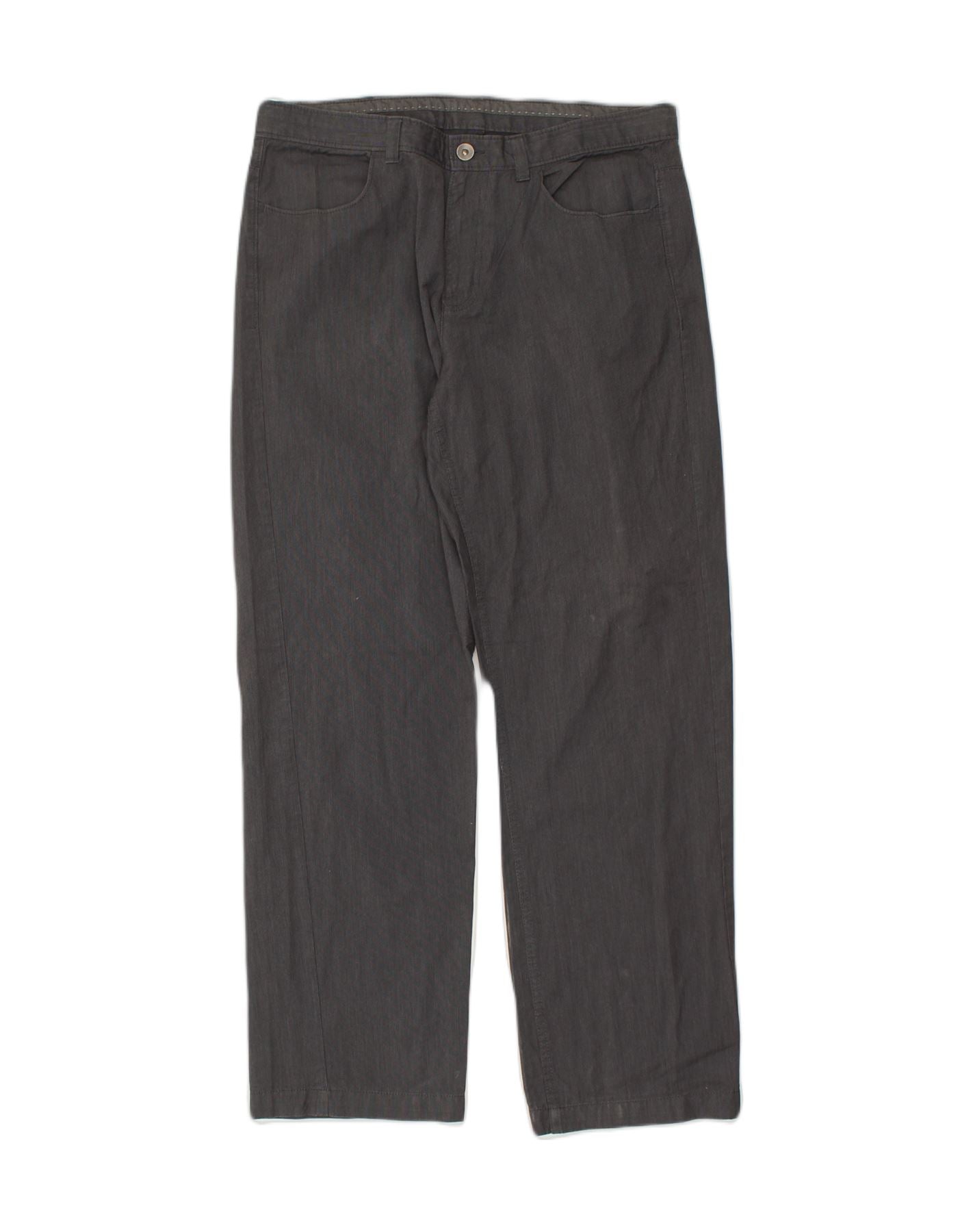 image of CALVIN KLEIN Mens Straight Casual Trousers W34 L32 Grey Cotton