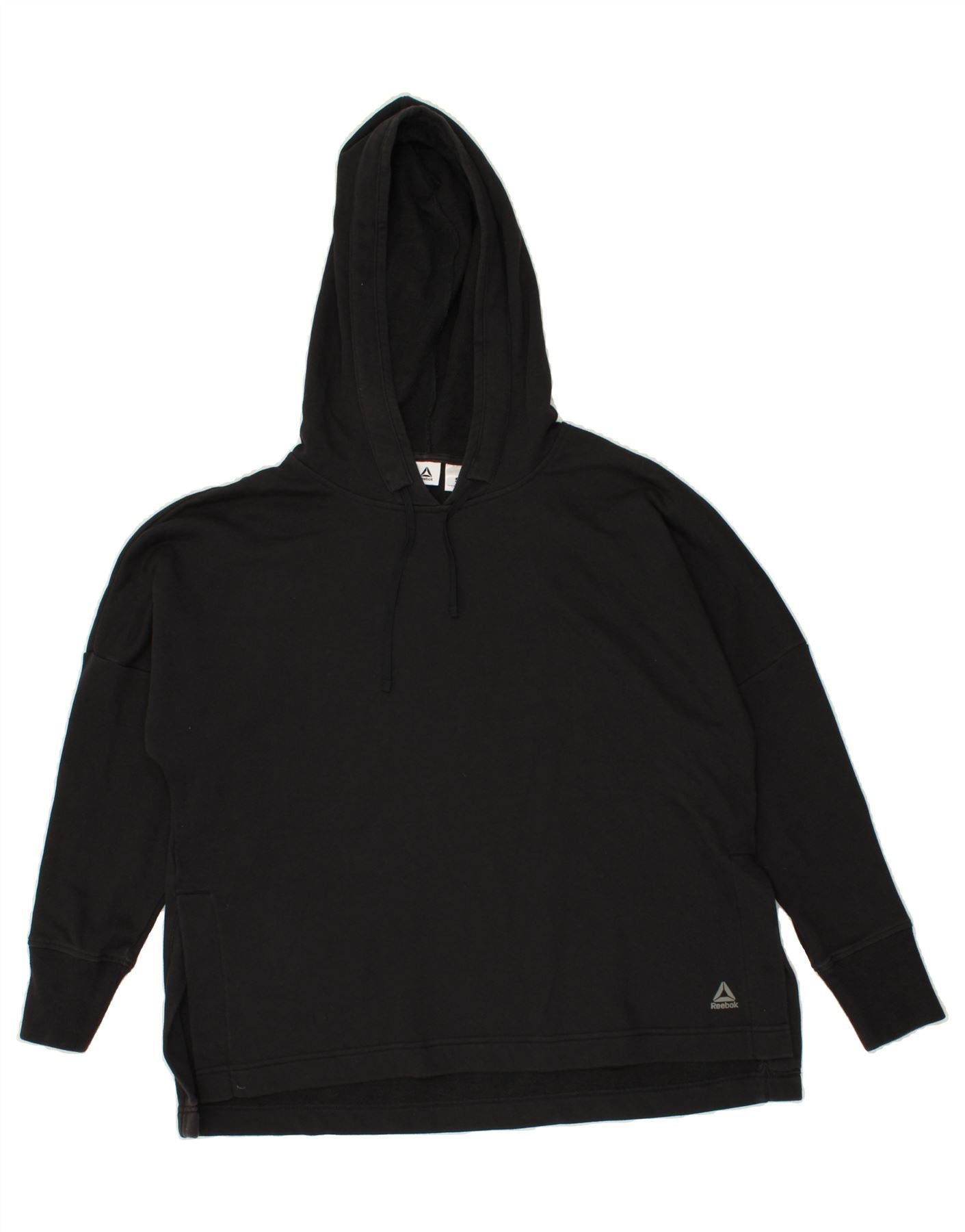 image of REEBOK Womens Oversized Hoodie Jumper UK 10 Small Black
