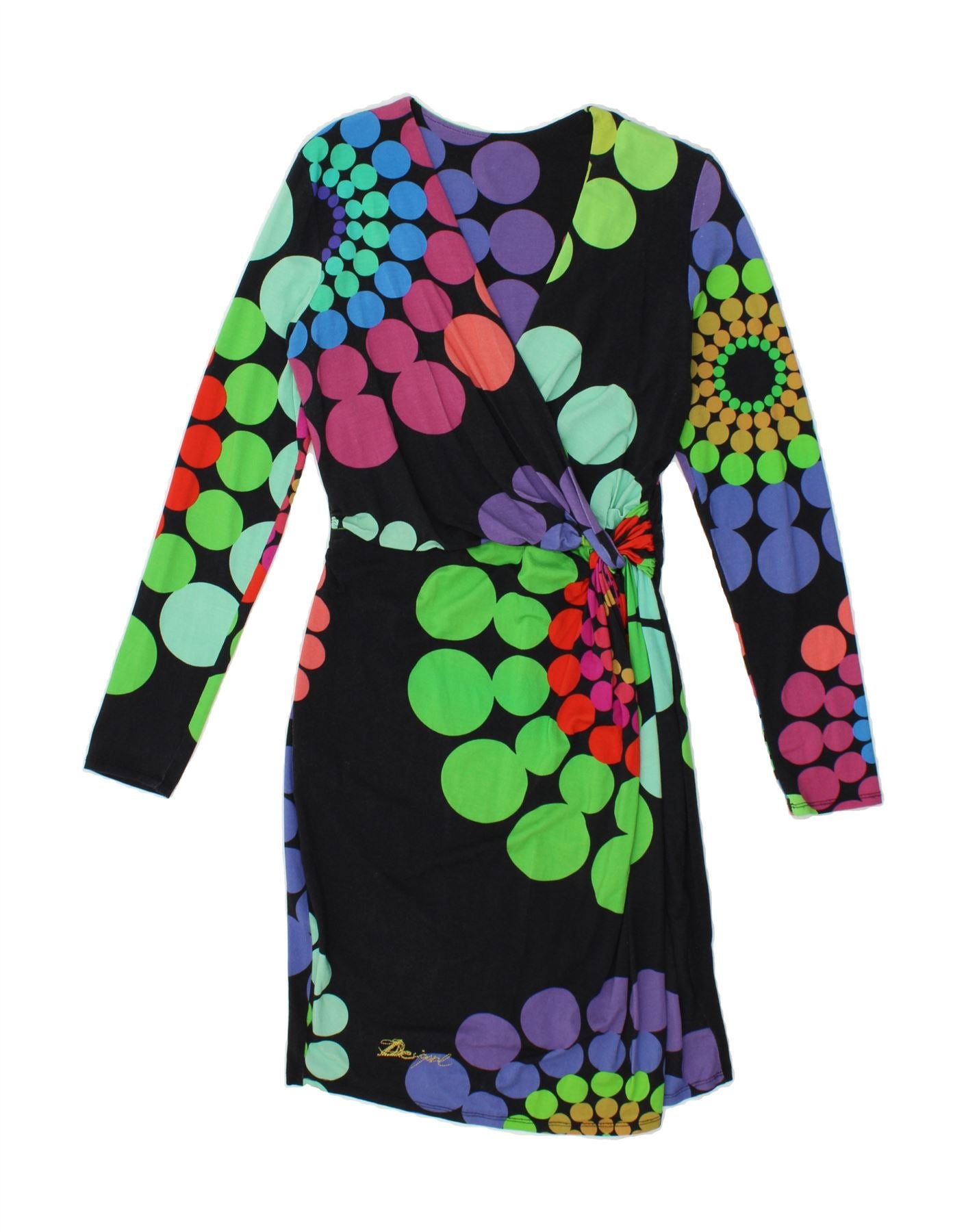 image of DESIGUAL Womens Abstract Pattern Wrap Dress UK 14 Large Multicoloured