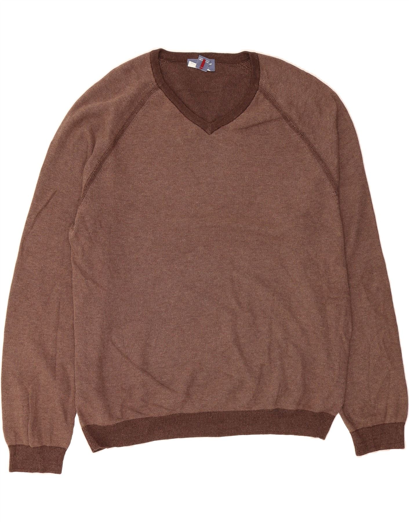 image of TOMMY BAHAMA Mens V-Neck Jumper Sweater 2XL Brown Cotton