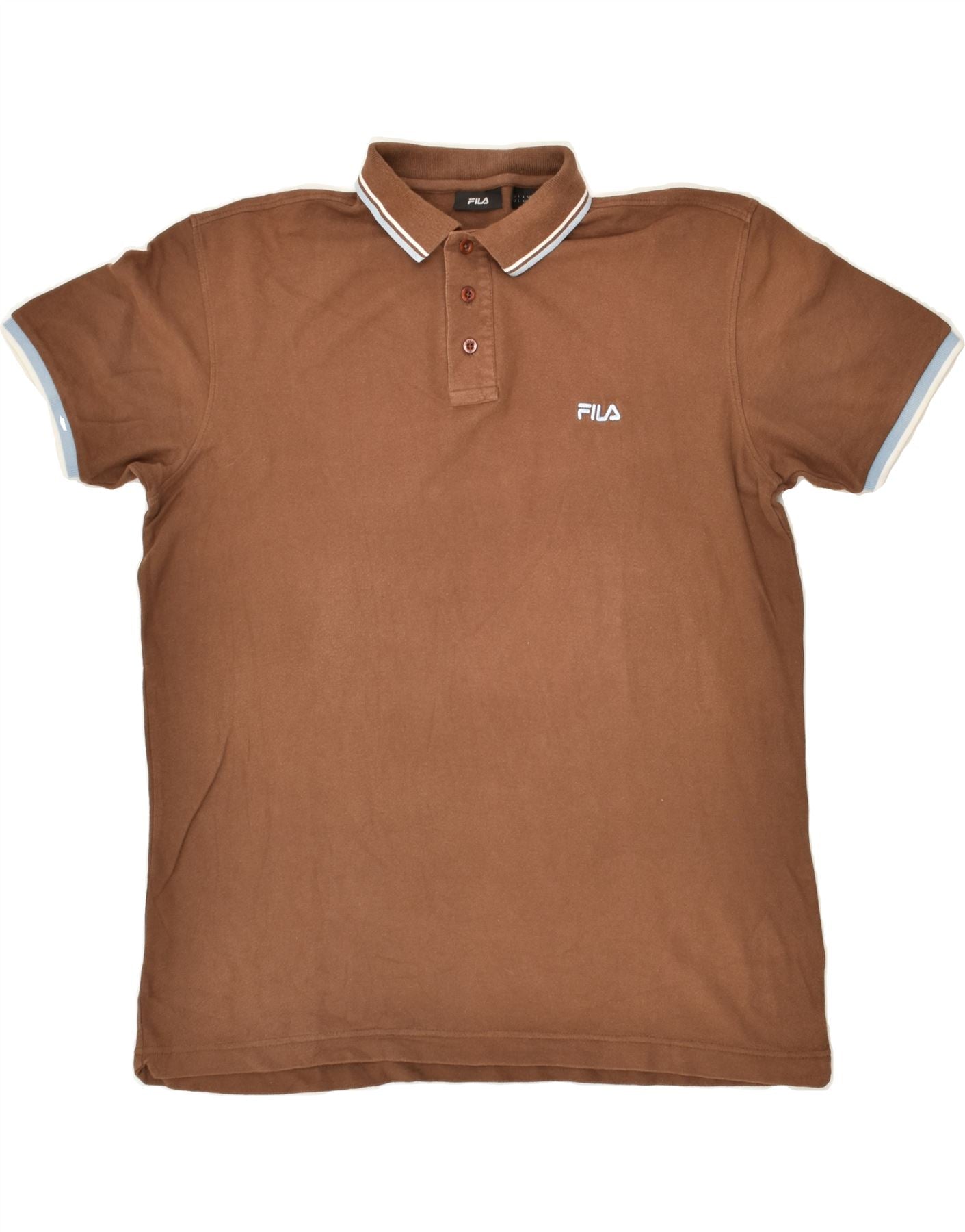 image of FILA Mens Polo Shirt Large Brown Cotton