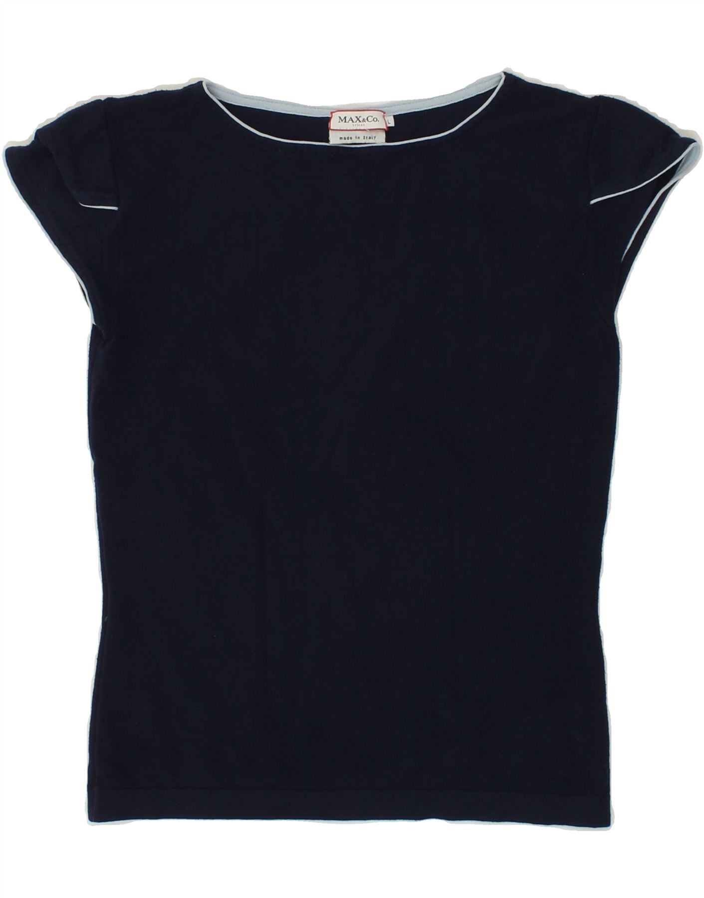 Image of MAX & CO. Womens T-Shirt Top IT 46  Large Navy Blue Viscose