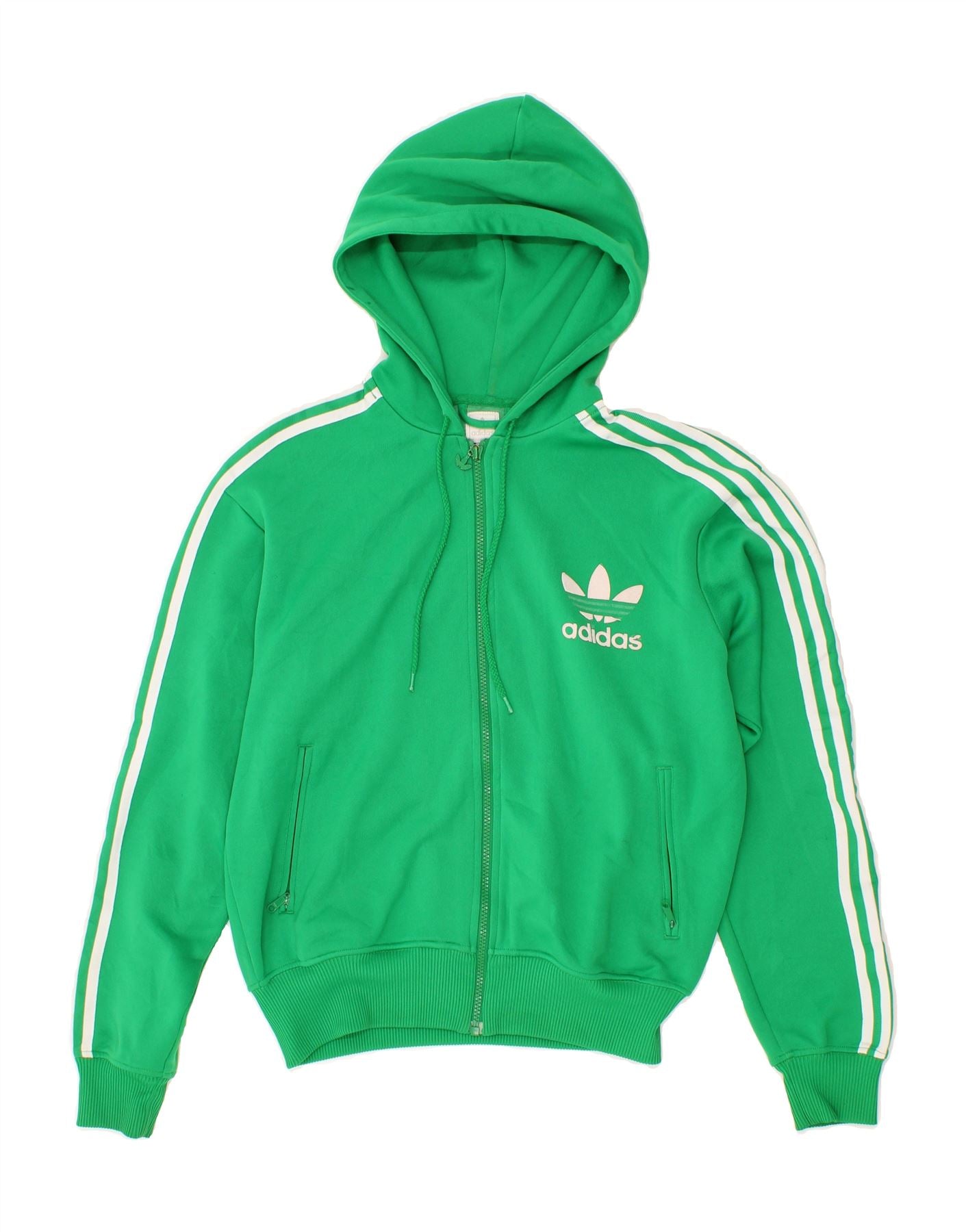 image of ADIDAS Womens Zip Hoodie Sweater UK 14 Medium Green Polyester