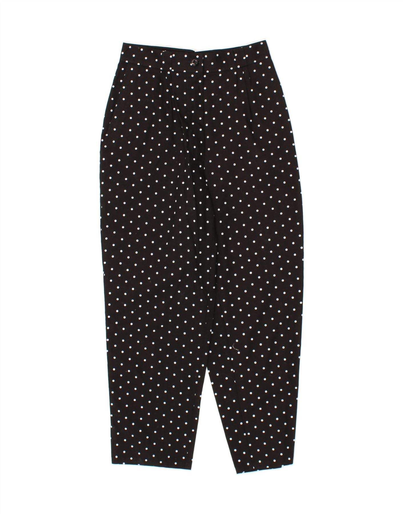 image of VINTAGE Womens Pegged Casual Trousers EU 36 Small W26 L24 Black Polka Dot