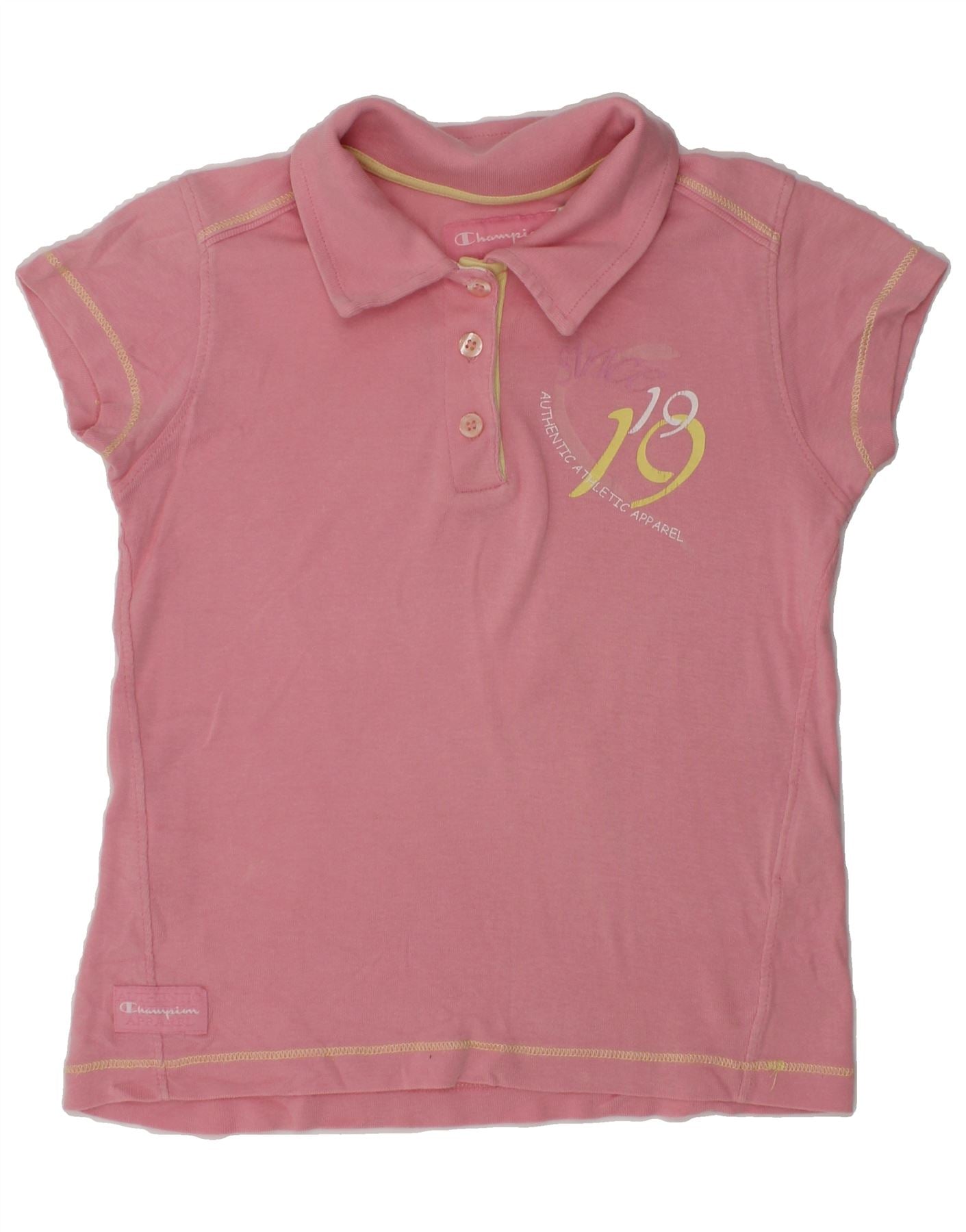 image of CHAMPION Girls Polo Shirt 9-10 Years Medium  Pink Cotton