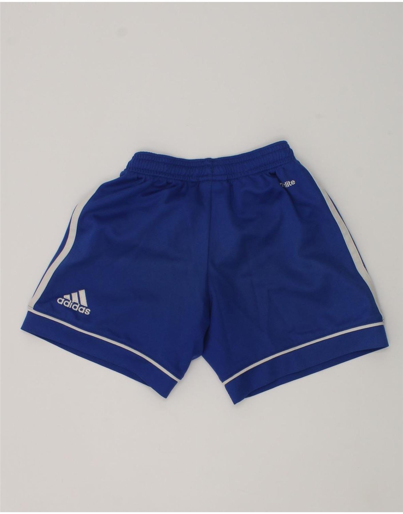 ADIDAS Boys Climalite Sport Shorts 5-6 Years Blue Polyester