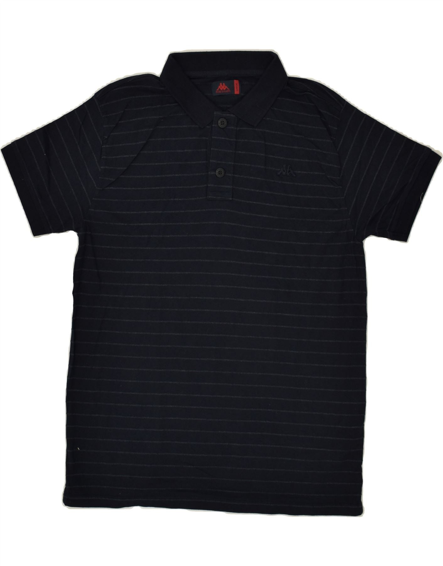 Image of KAPPA Mens Polo Shirt Large Navy Blue Striped Cotton