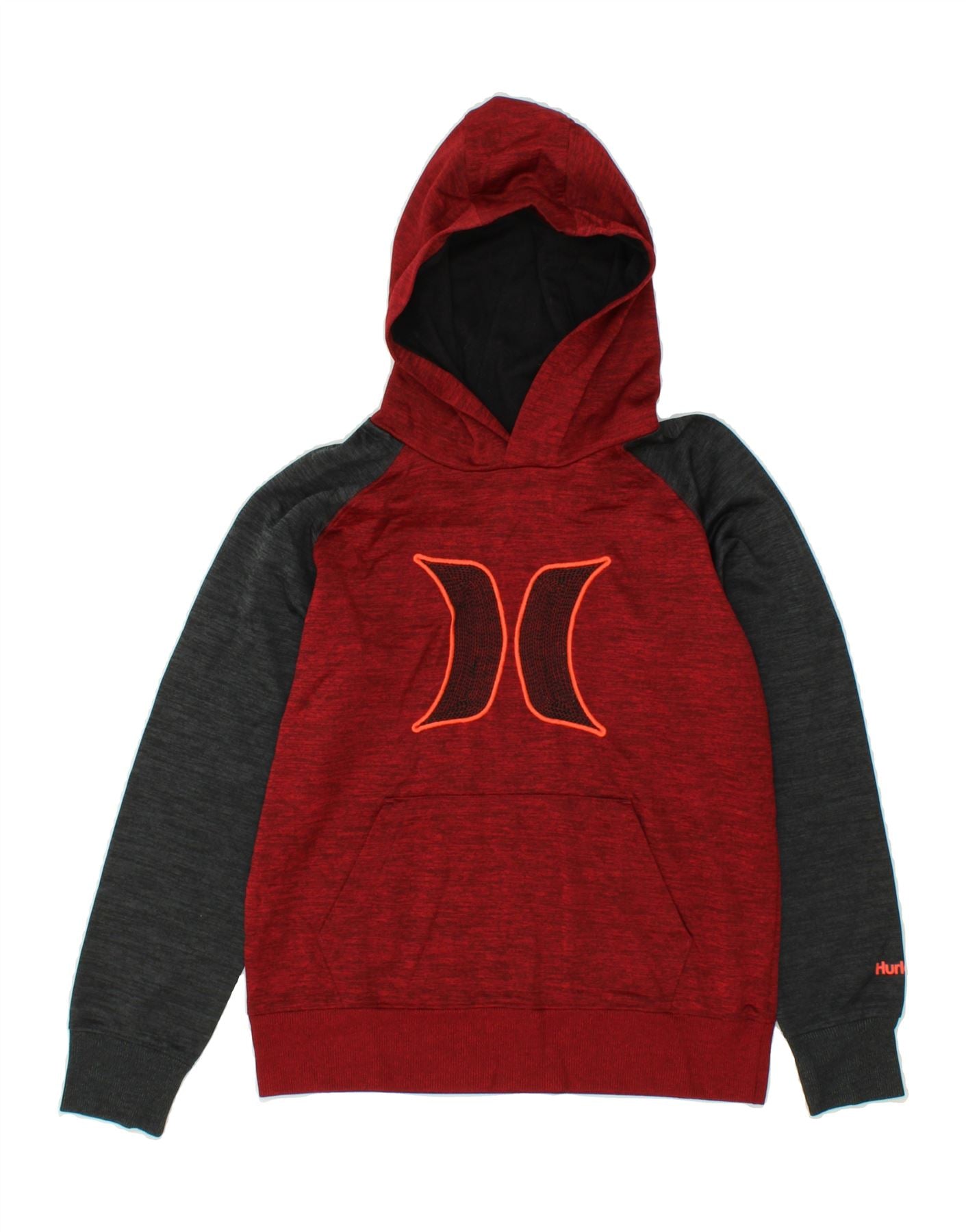 image of HURLEY Womens Graphic Hoodie Jumper UK 14 Large Maroon Colourblock