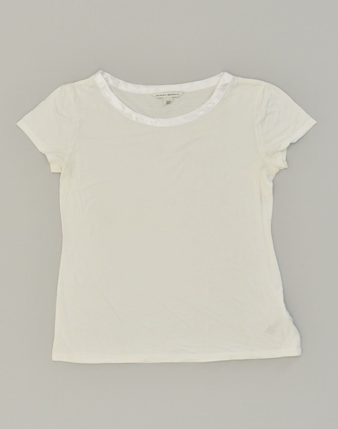 image of BANANA REPUBLIC Womens T-Shirt Top UK 12 Medium White Viscose