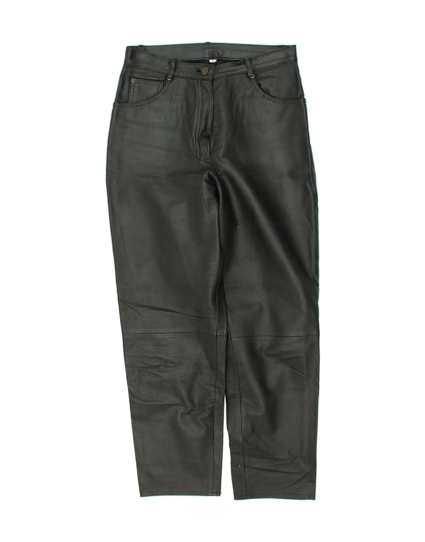 image of VINTAGE Womens Leather Tapered Trousers EU 38 Medium W28 L27 Black Leather