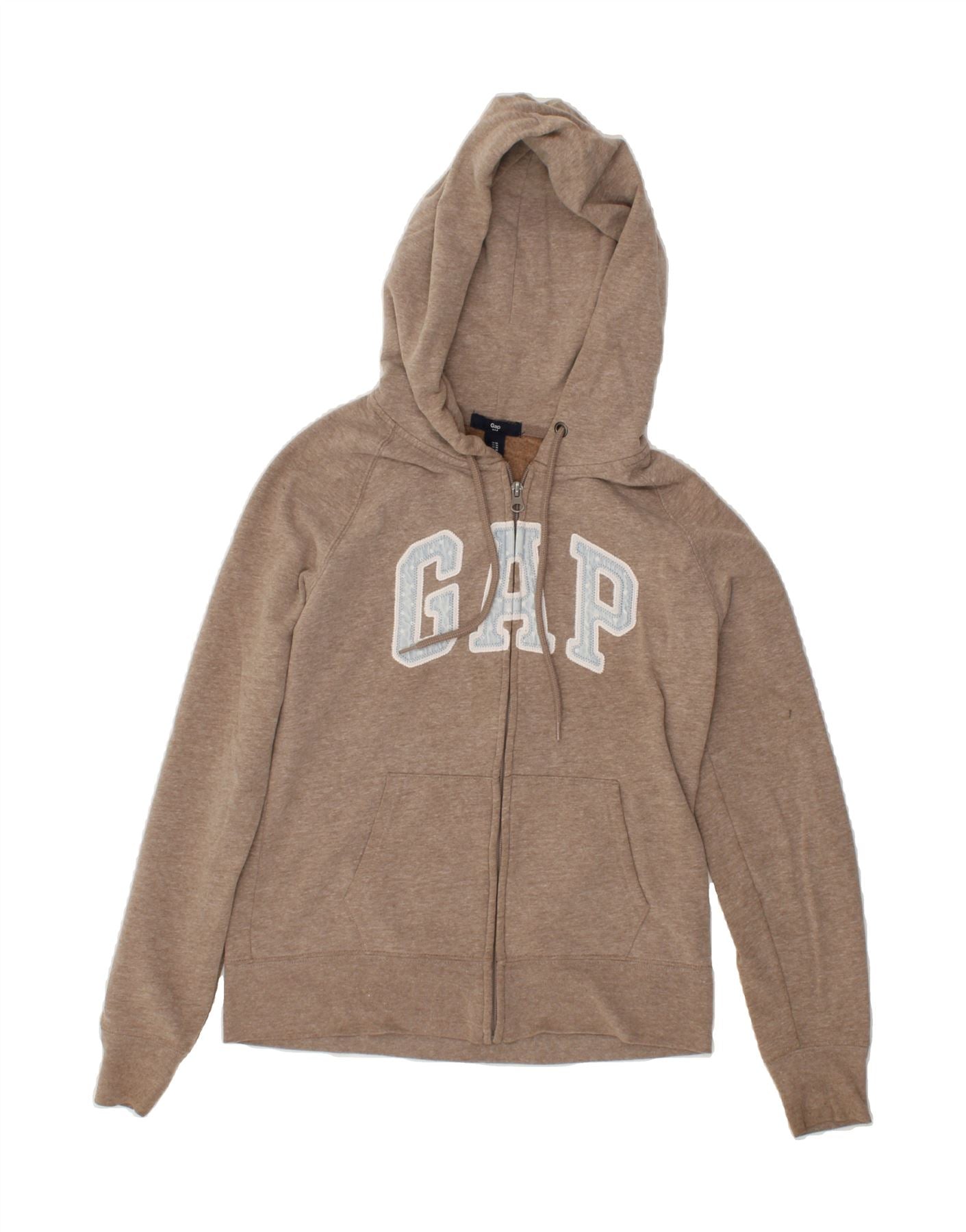 image of GAP Womens Graphic Zip Hoodie Sweater UK 12 Medium Brown