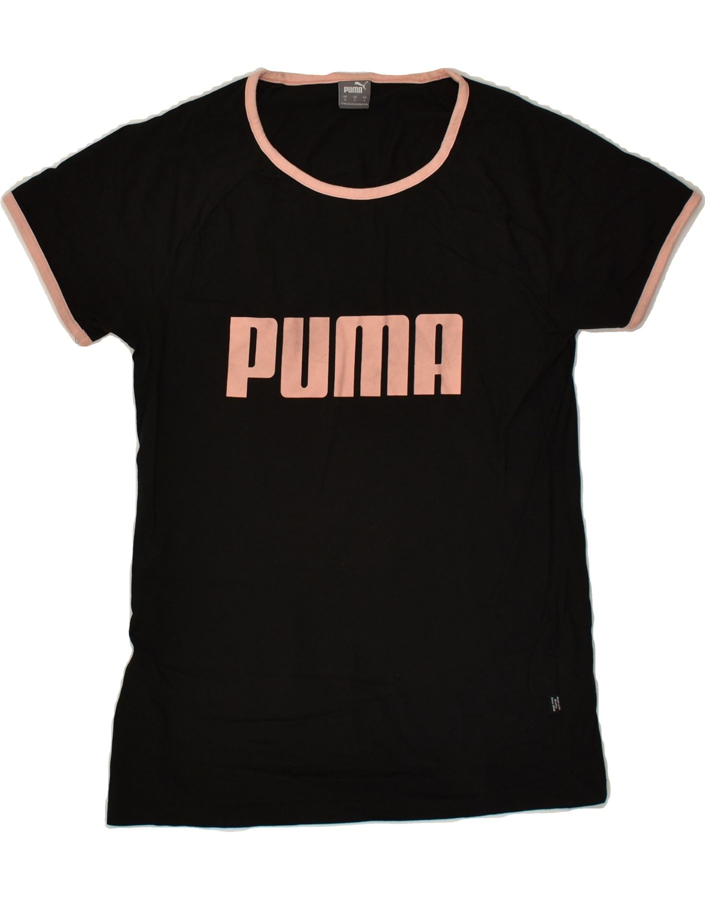 image of PUMA Womens Graphic T-Shirt Top UK 10 Small Black Cotton