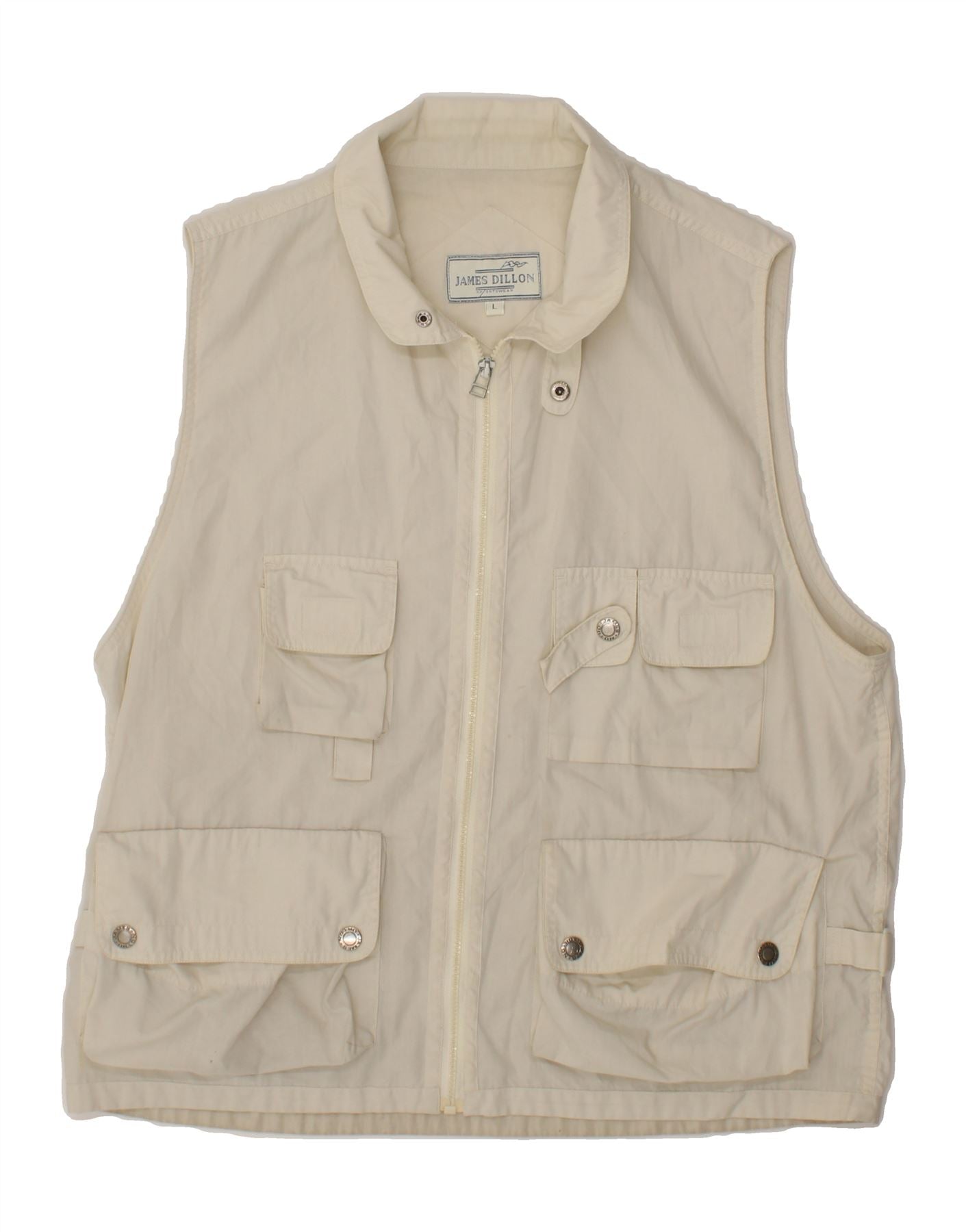 image of JAMES DILLON Mens Utility Gilet UK 40 Large White