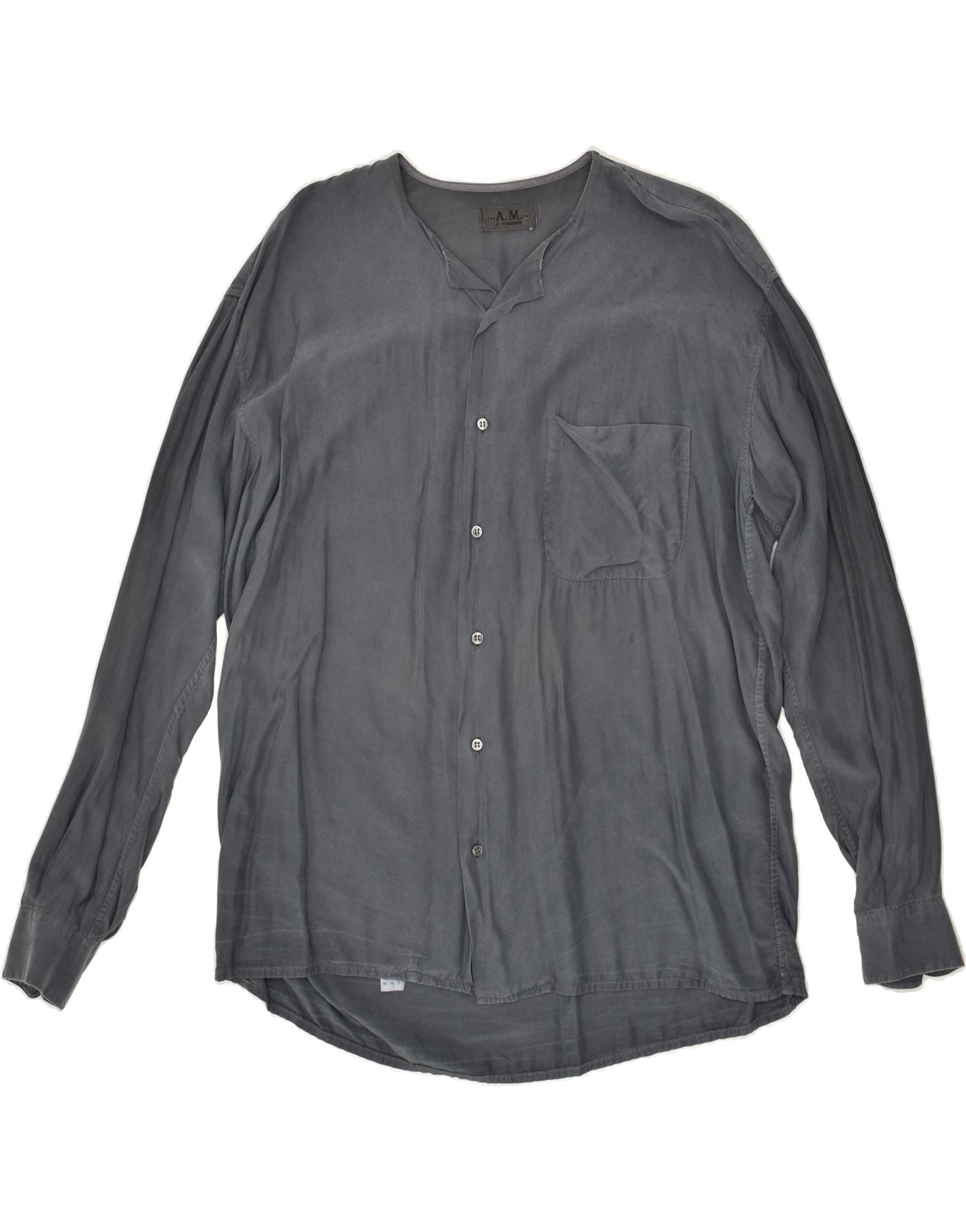 image of VINTAGE Mens Shirt Large Grey Cotton