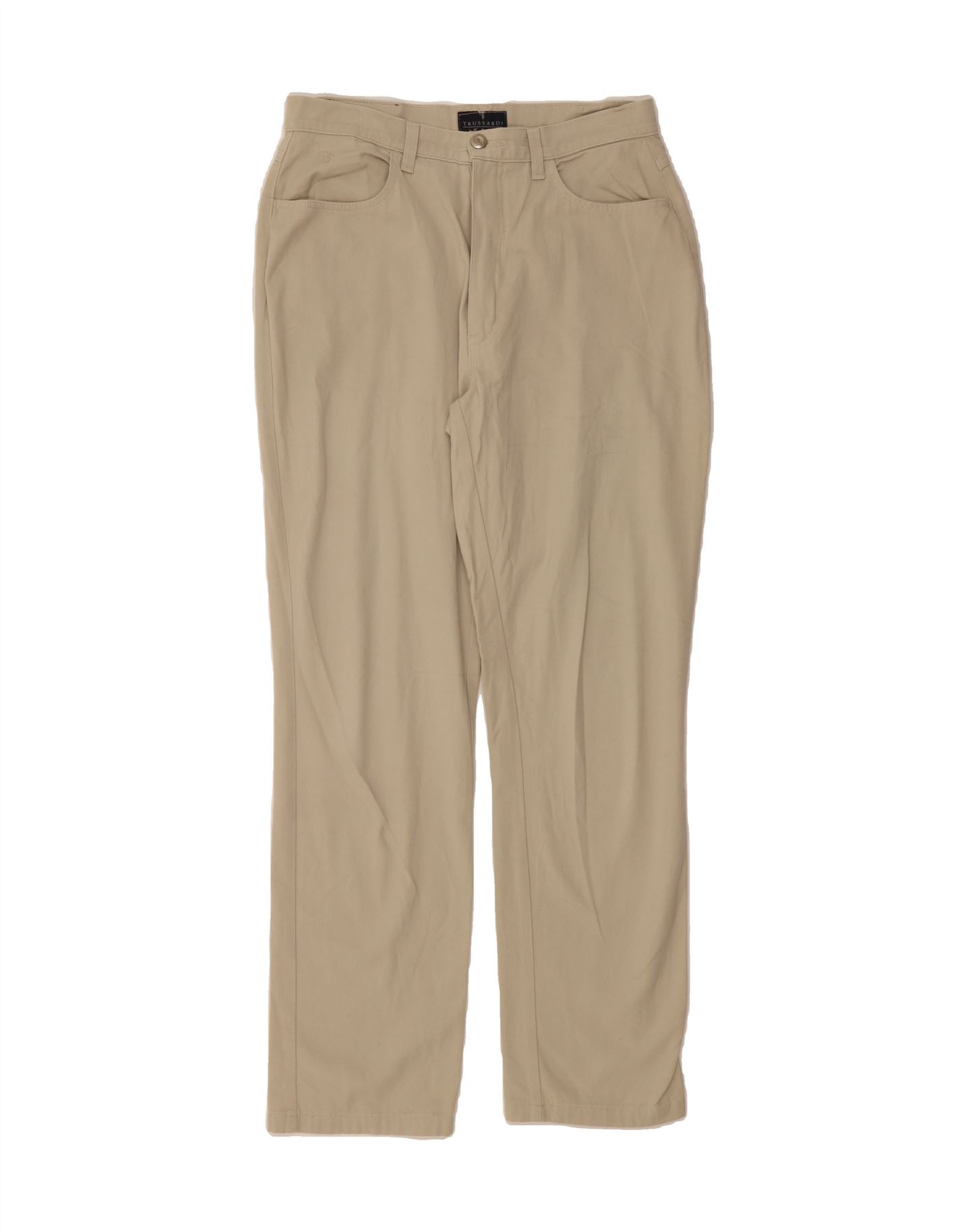 image of TRUSSARDI Womens Straight Casual Trousers W32 L30 Beige Cotton