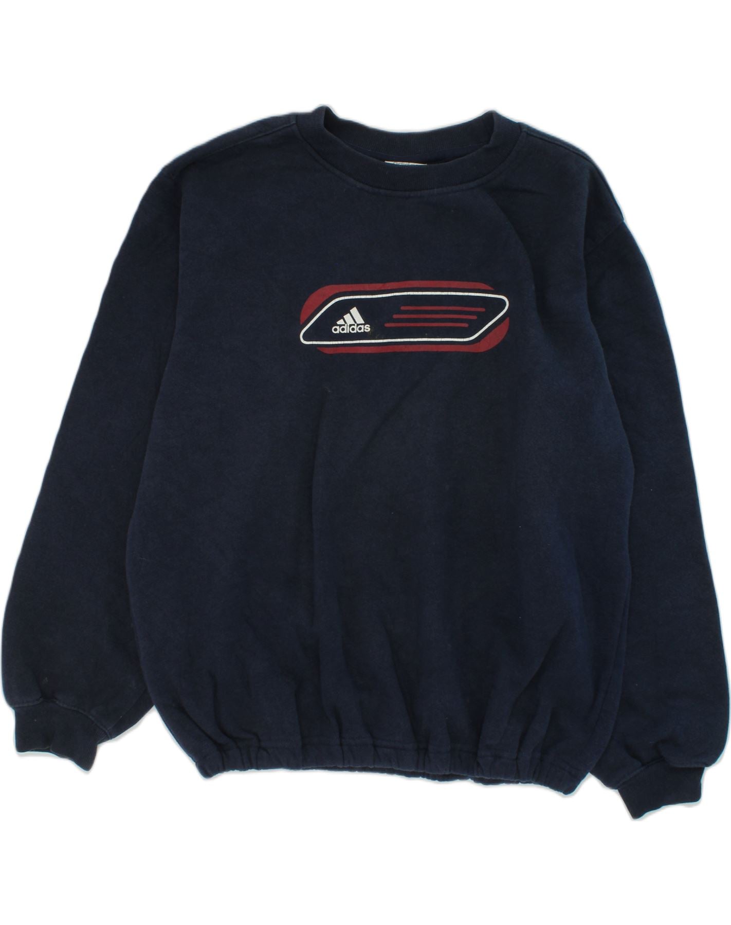 ADIDAS Boys Graphic Sweatshirt Jumper 11-12 Years Navy Blue Cotton