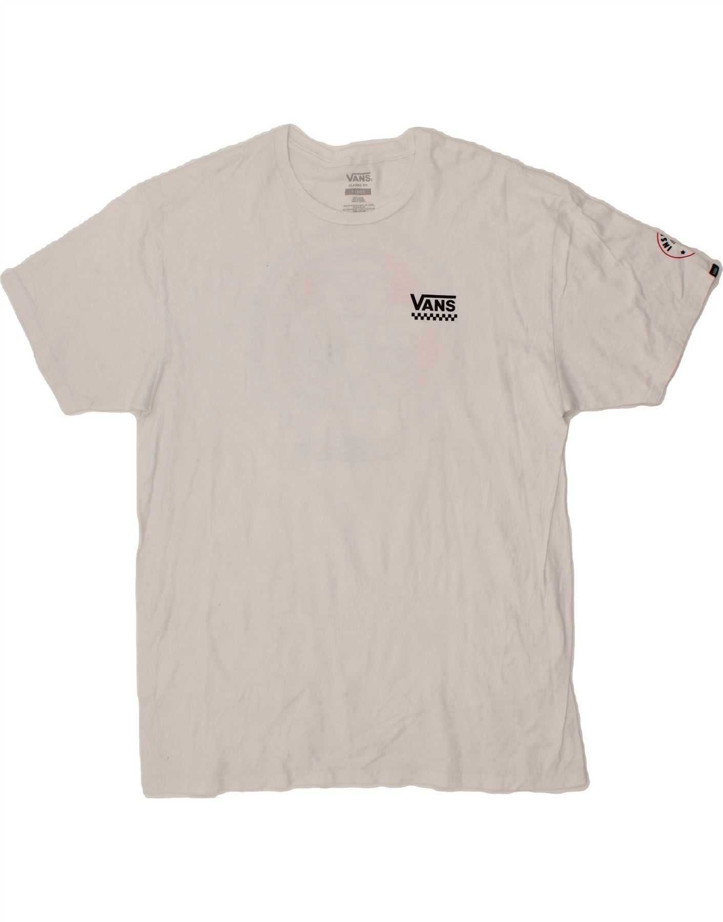 Image of VANS Mens Classic Fit Graphic T-Shirt Top XL White Cotton