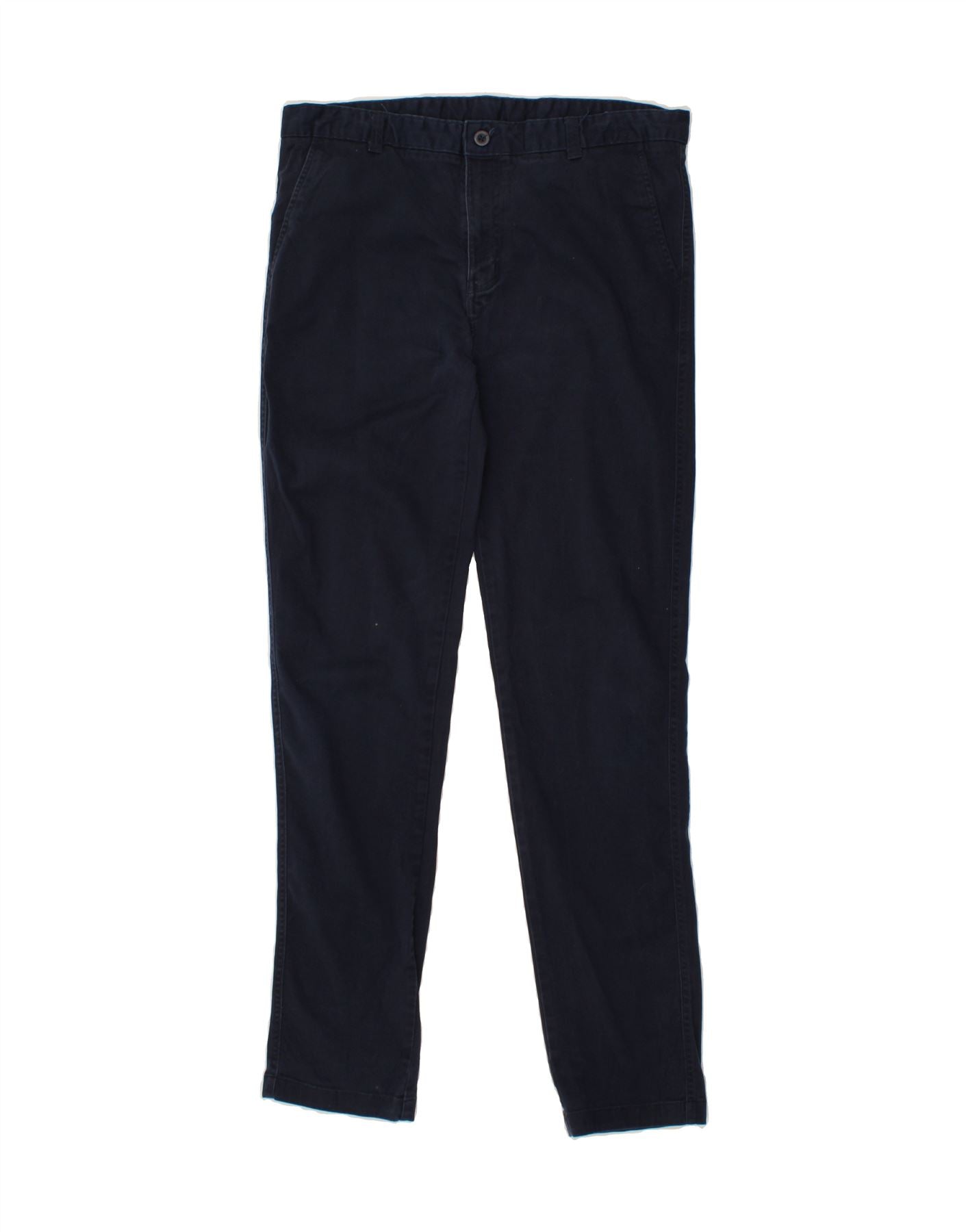 image of IZOD Mens Slim Chino Trousers W34 L34  Navy Blue Cotton