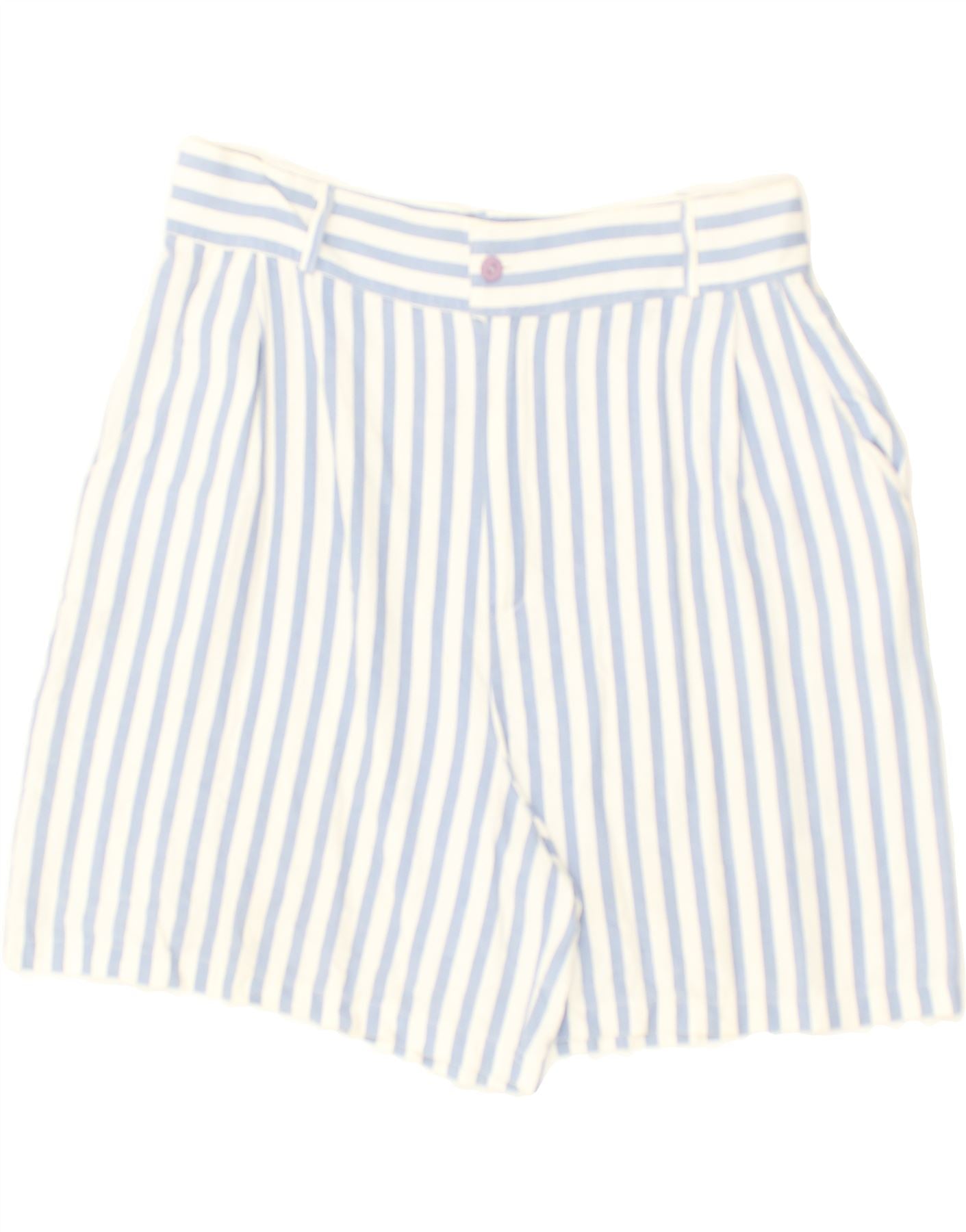 image of VINTAGE Womens Chino Shorts US 13 Large W32 Blue Striped Acetate