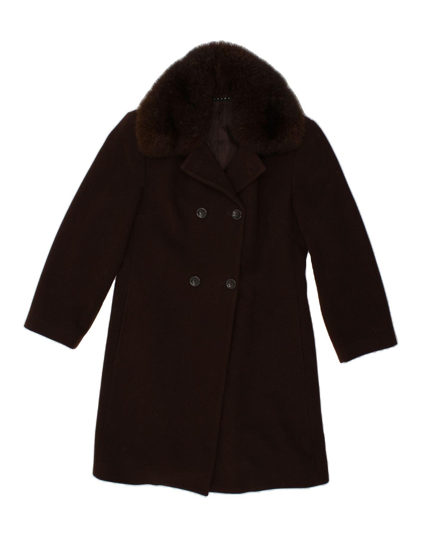 image of SISLEY Womens Double Breasted Coat IT 44 Medium Brown Wool