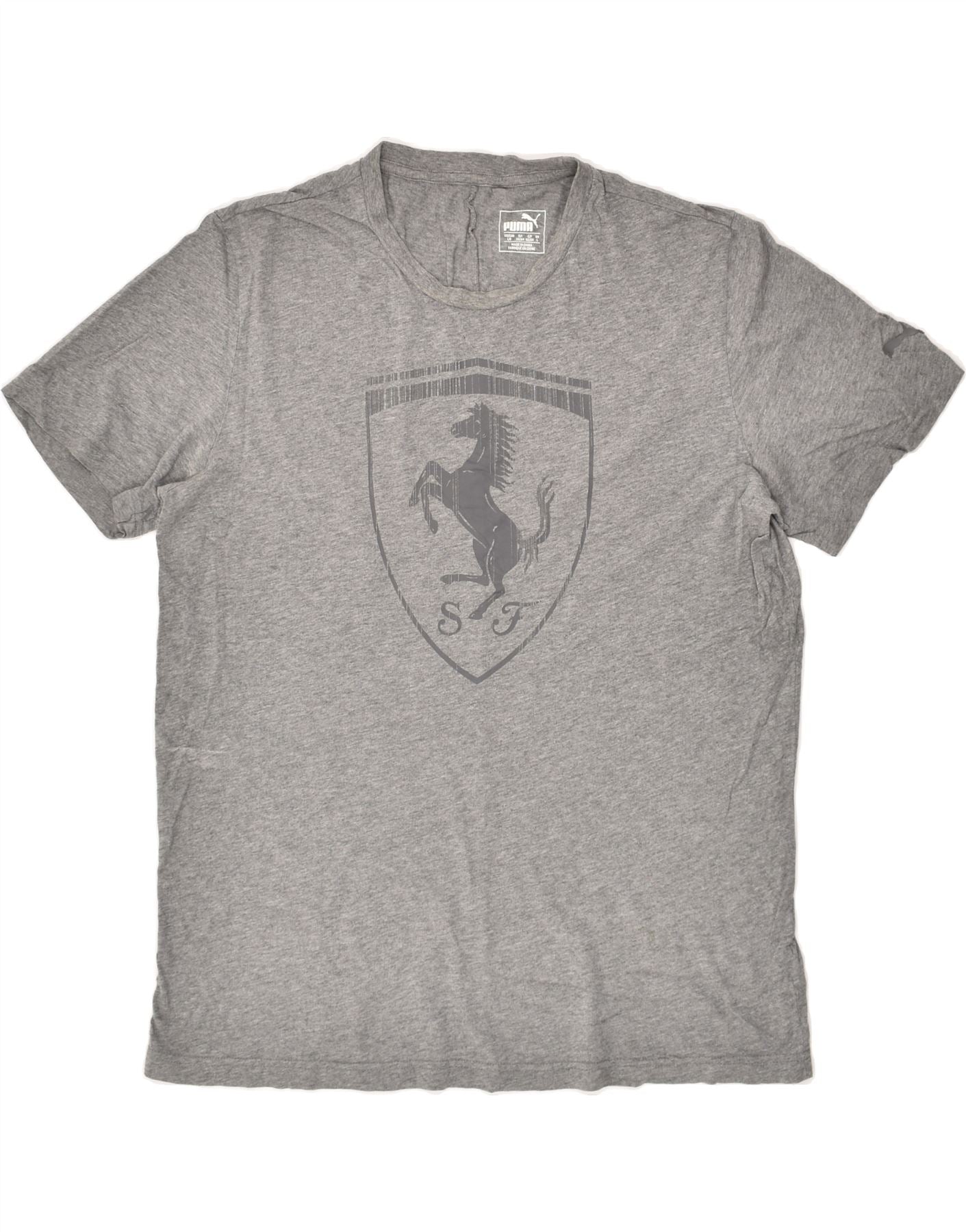 image of PUMA Mens Graphic T-Shirt Top Large Grey Cotton