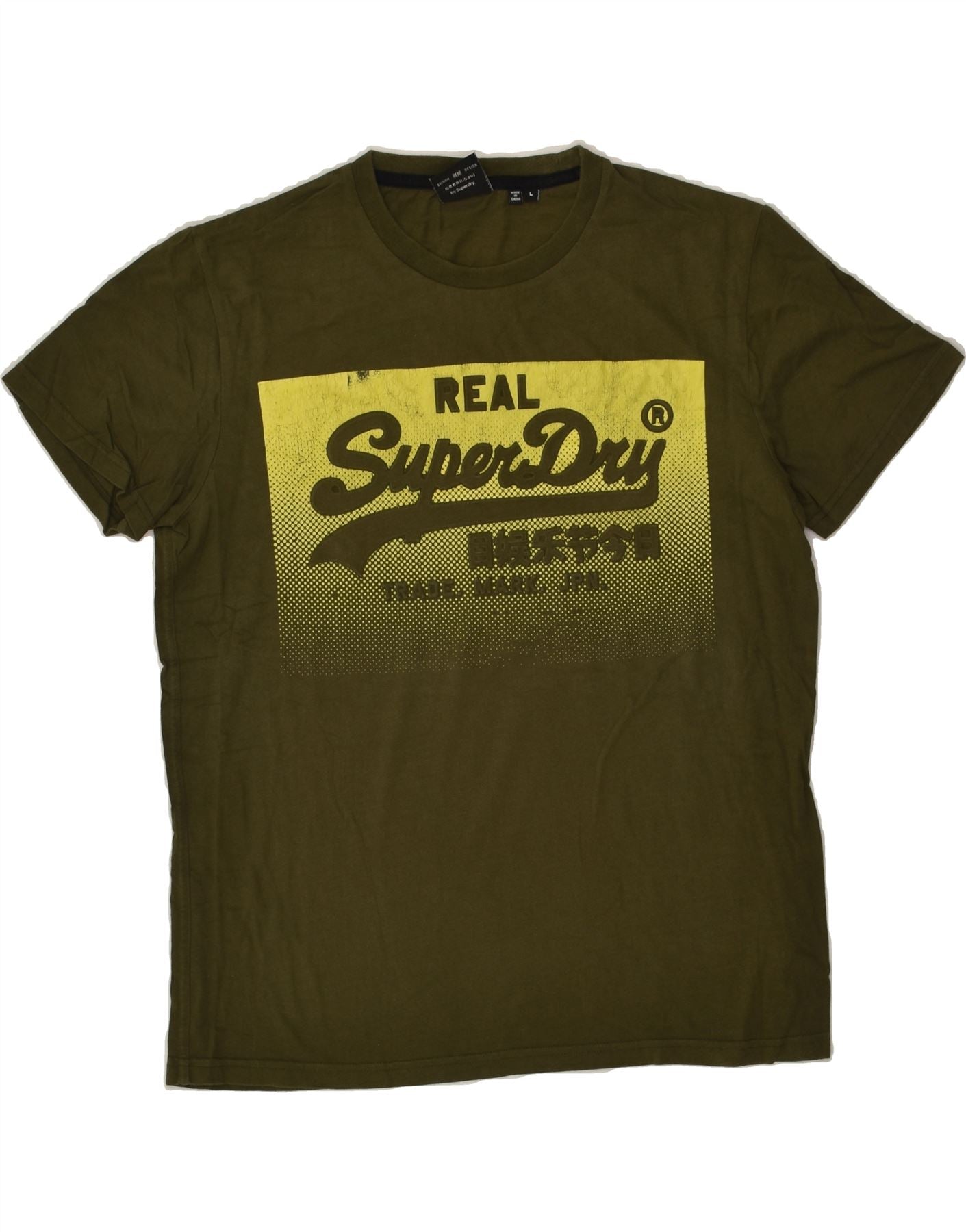 Image of SUPERDRY Mens Graphic T-Shirt Top Large Khaki Cotton