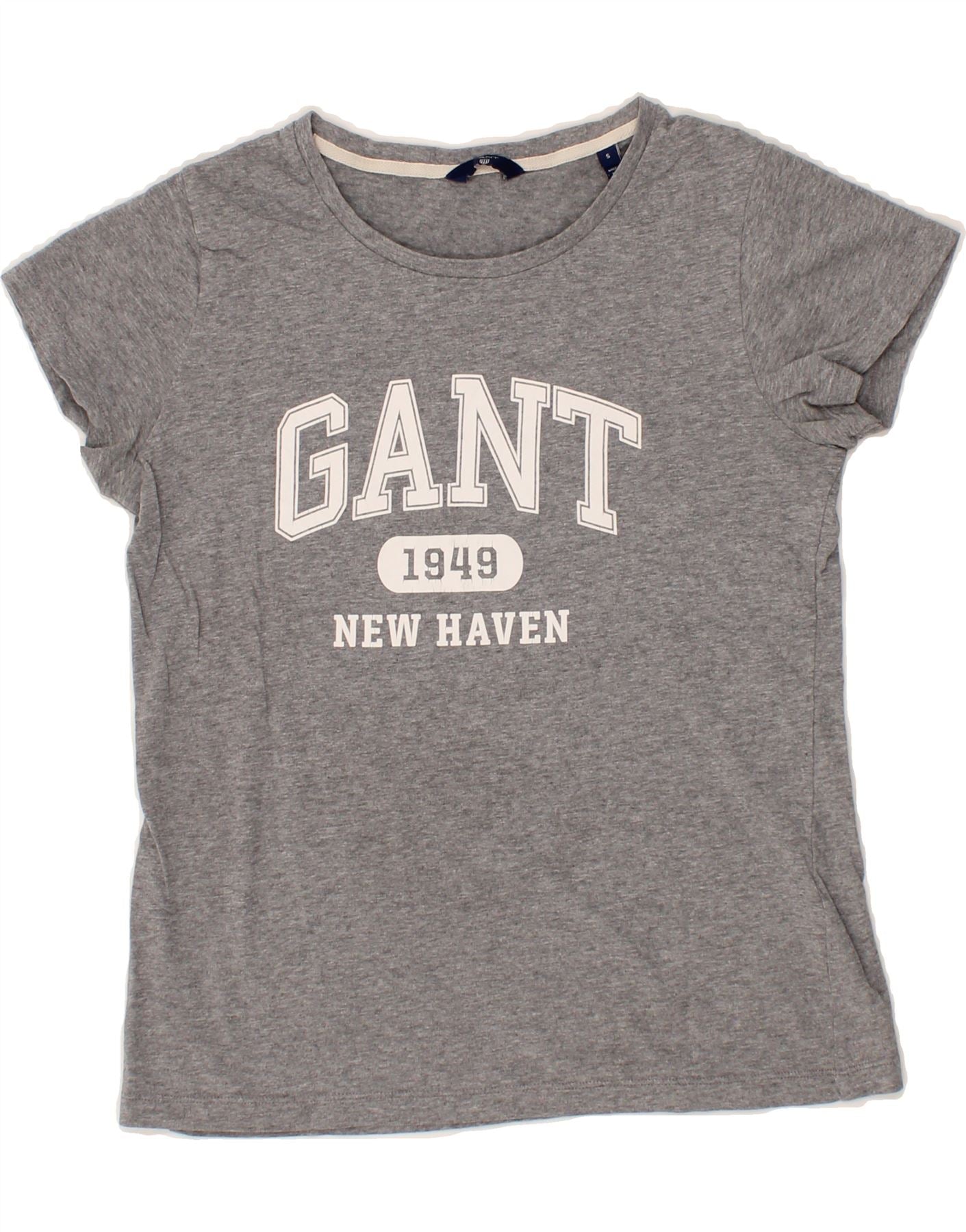 image of GANT Womens Graphic T-Shirt Top UK 10 Small Grey Cotton