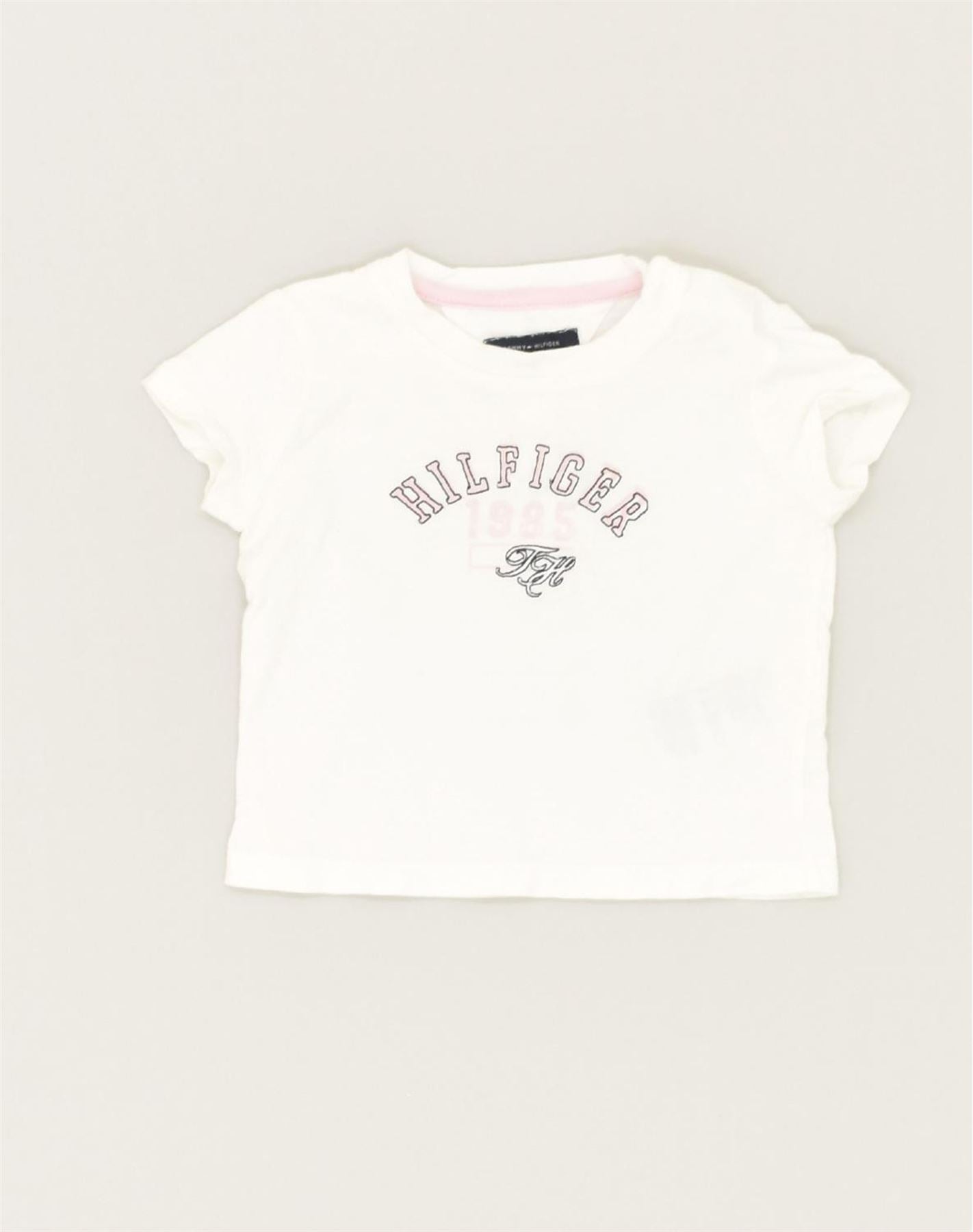 image of TOMMY HILFIGER Baby Girls Graphic T-Shirt Top 3-6 Months White Cotton