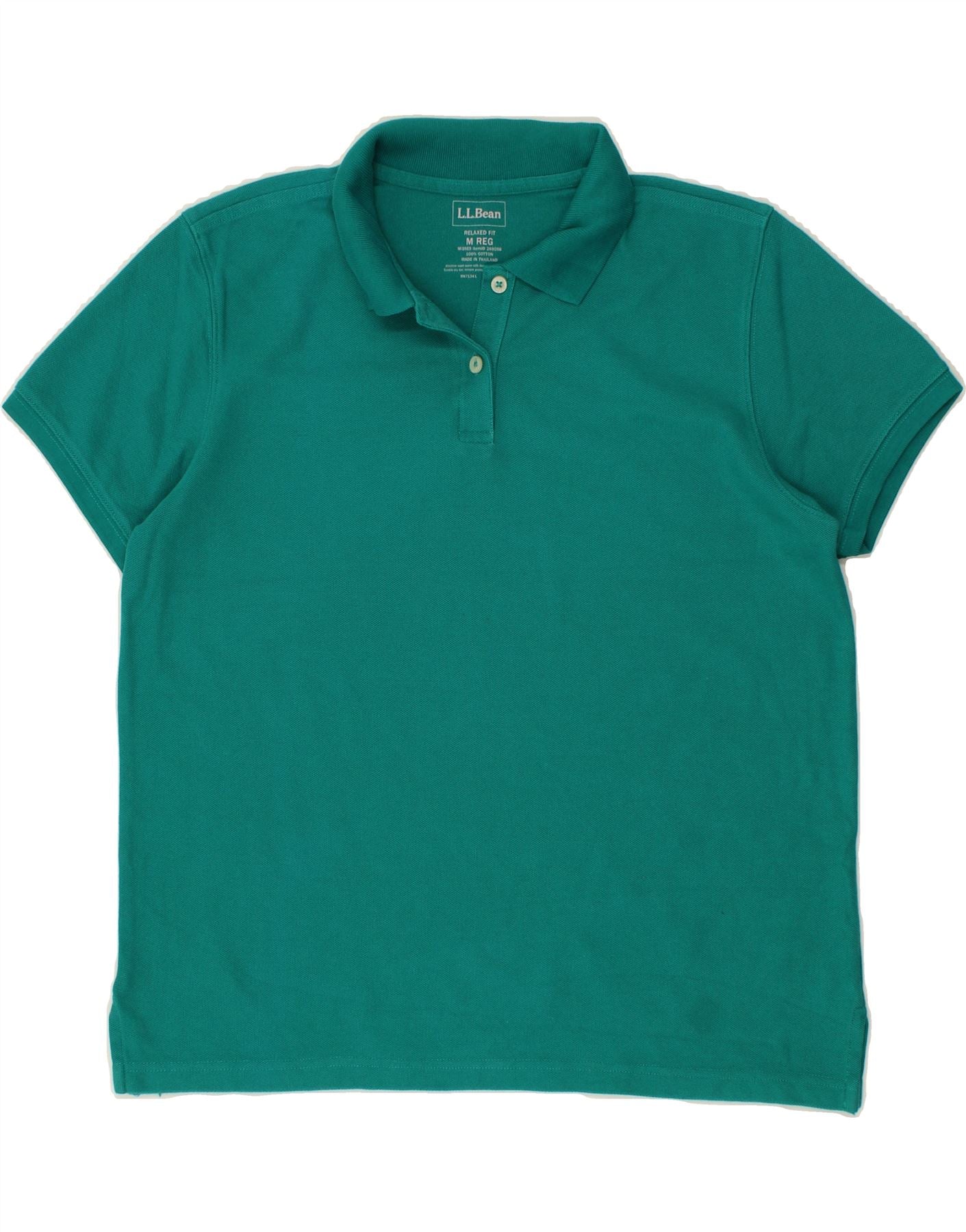 image of L.L.BEAN Mens Relaxed Fit Polo Shirt Medium Green Cotton