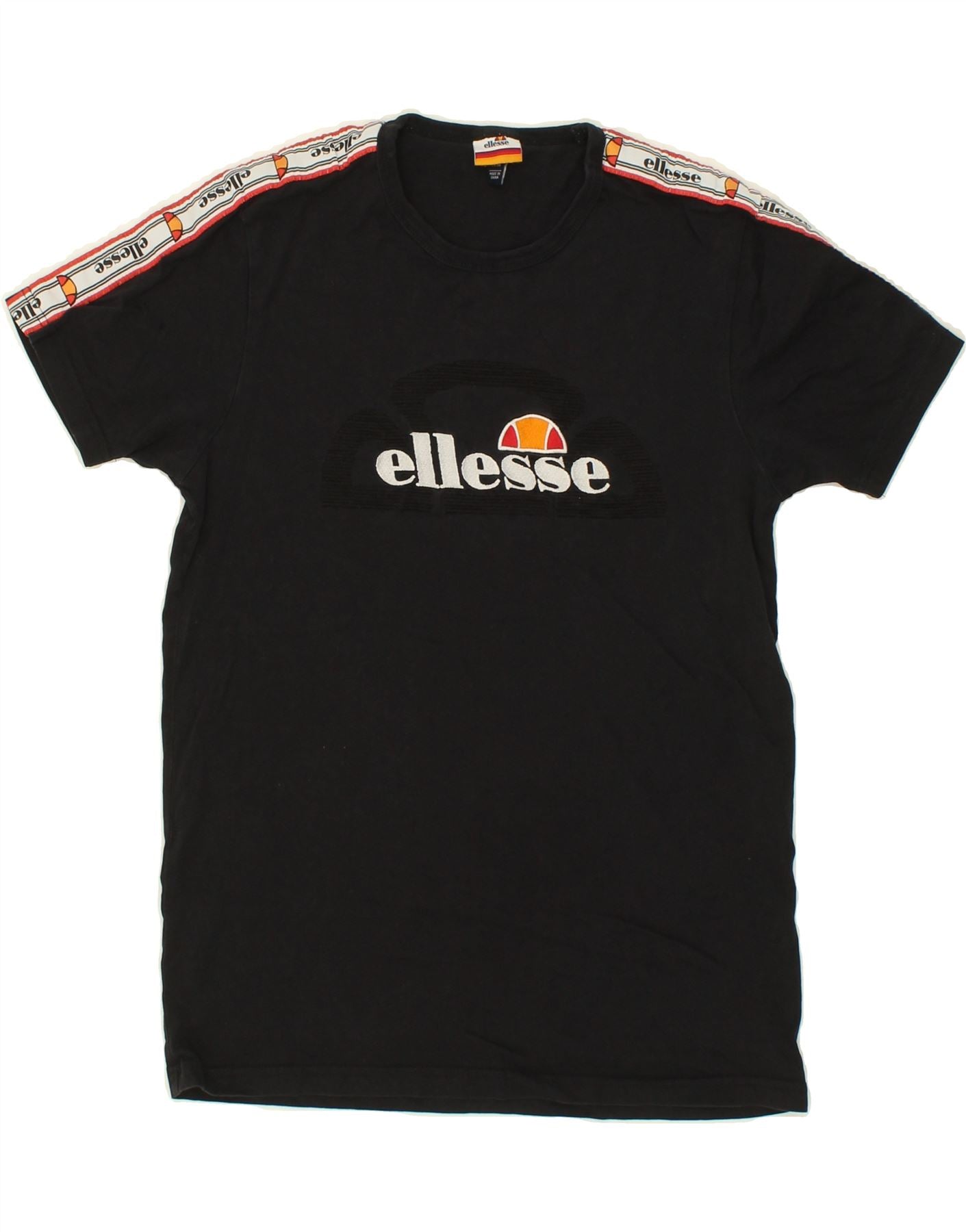 image of ELLESSE Mens Graphic T-Shirt Top Medium Black Cotton