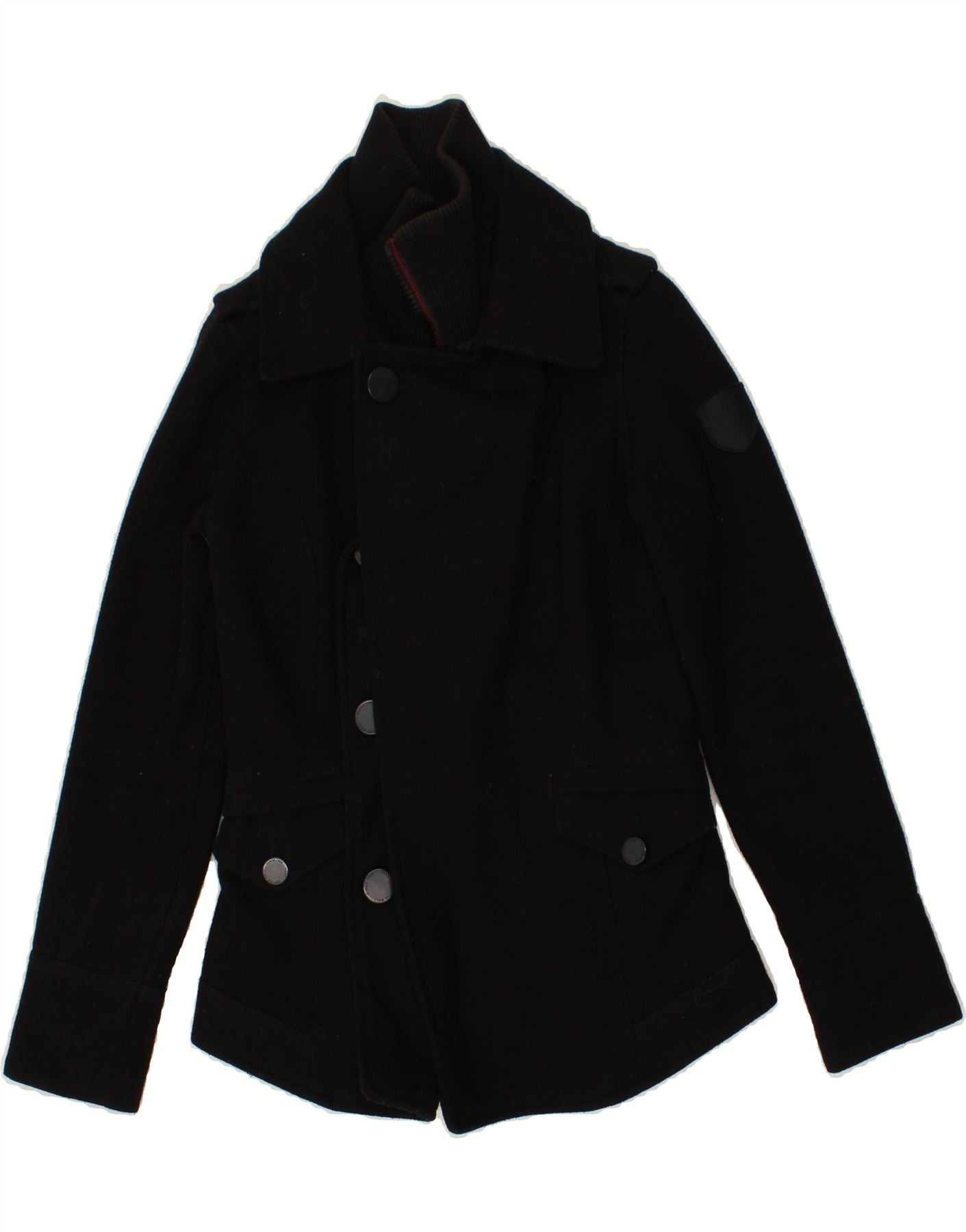 image of VANS Womens Bomber Jacket UK 6 XS Black Wool