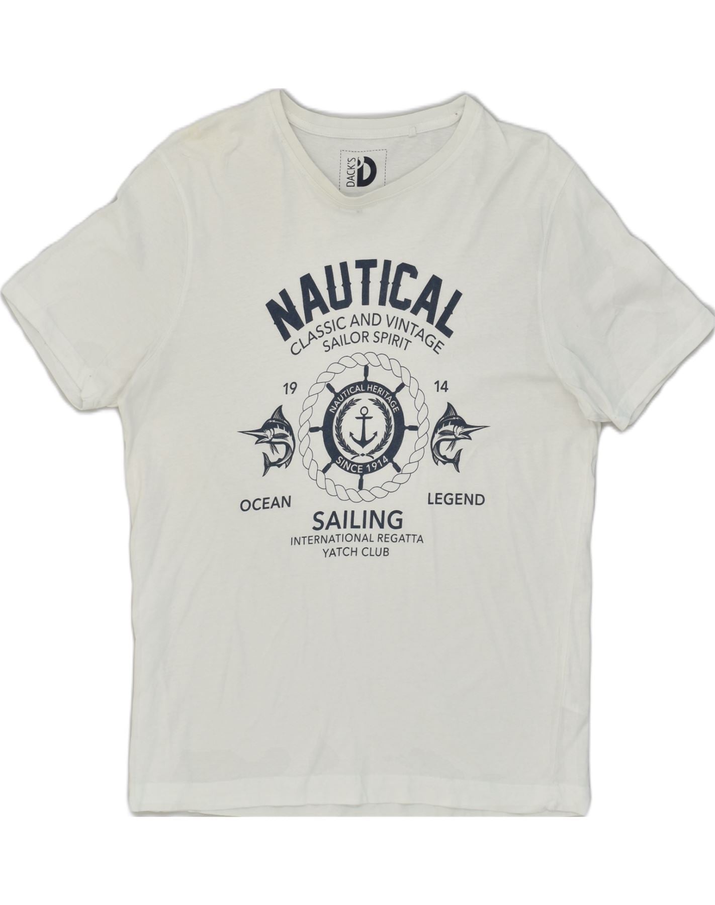 image of DACK'S Mens Graphic T-Shirt Top XL Grey Cotton
