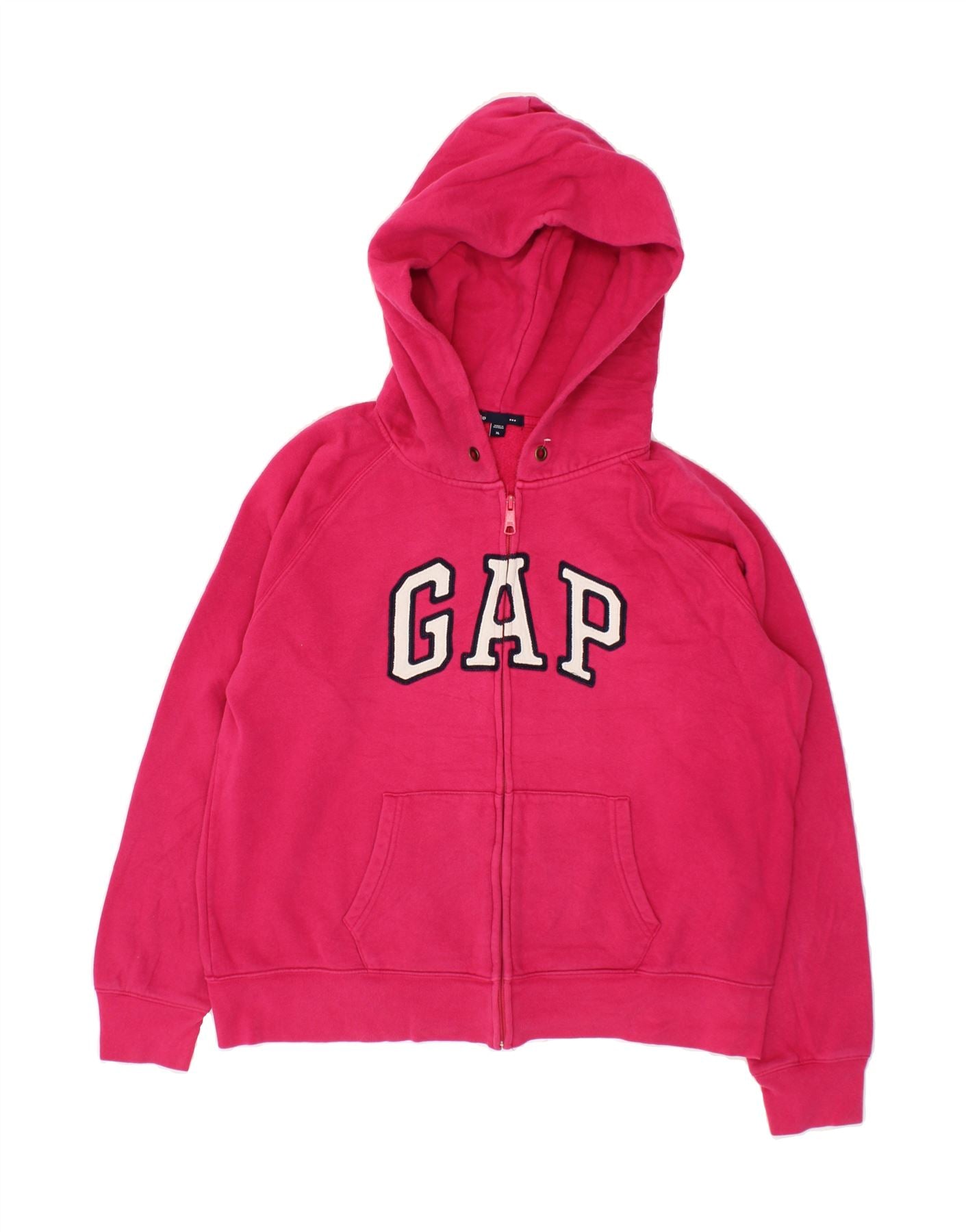 image of GAP Womens Graphic Zip Hoodie Sweater UK 18 XL Pink Cotton