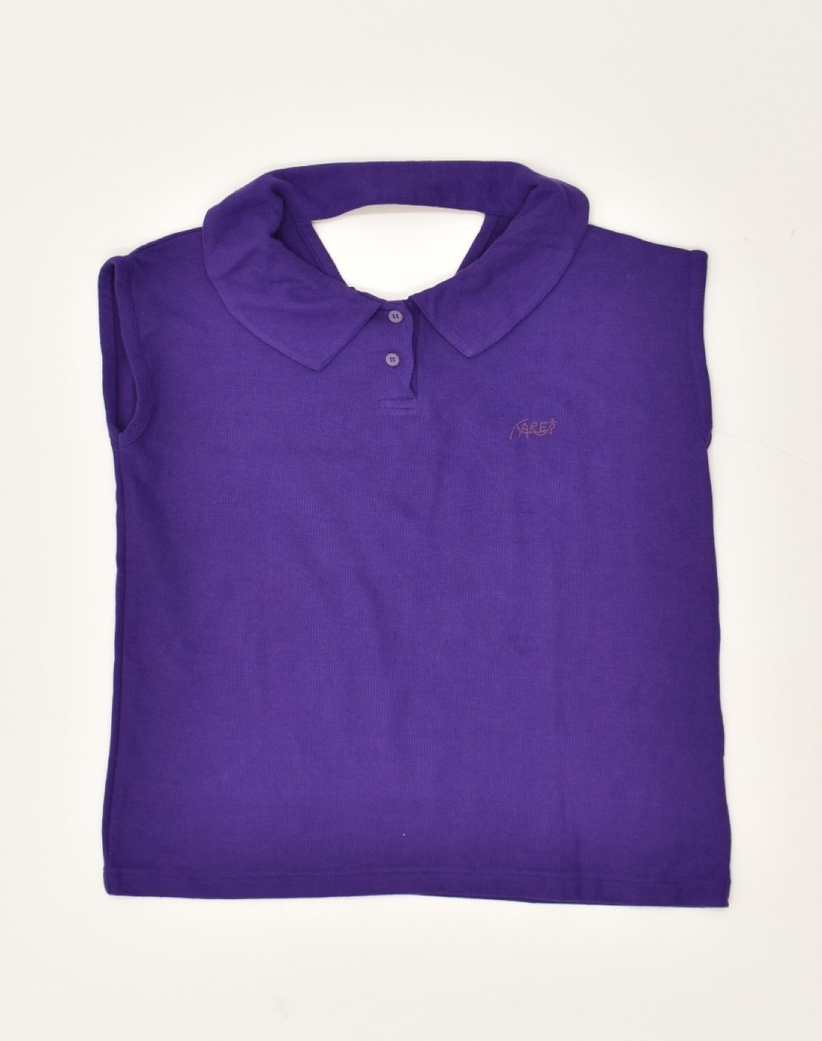 image of VINTAGE Womens Sleeveless Polo Shirt UK 12 Medium Blue Cotton
