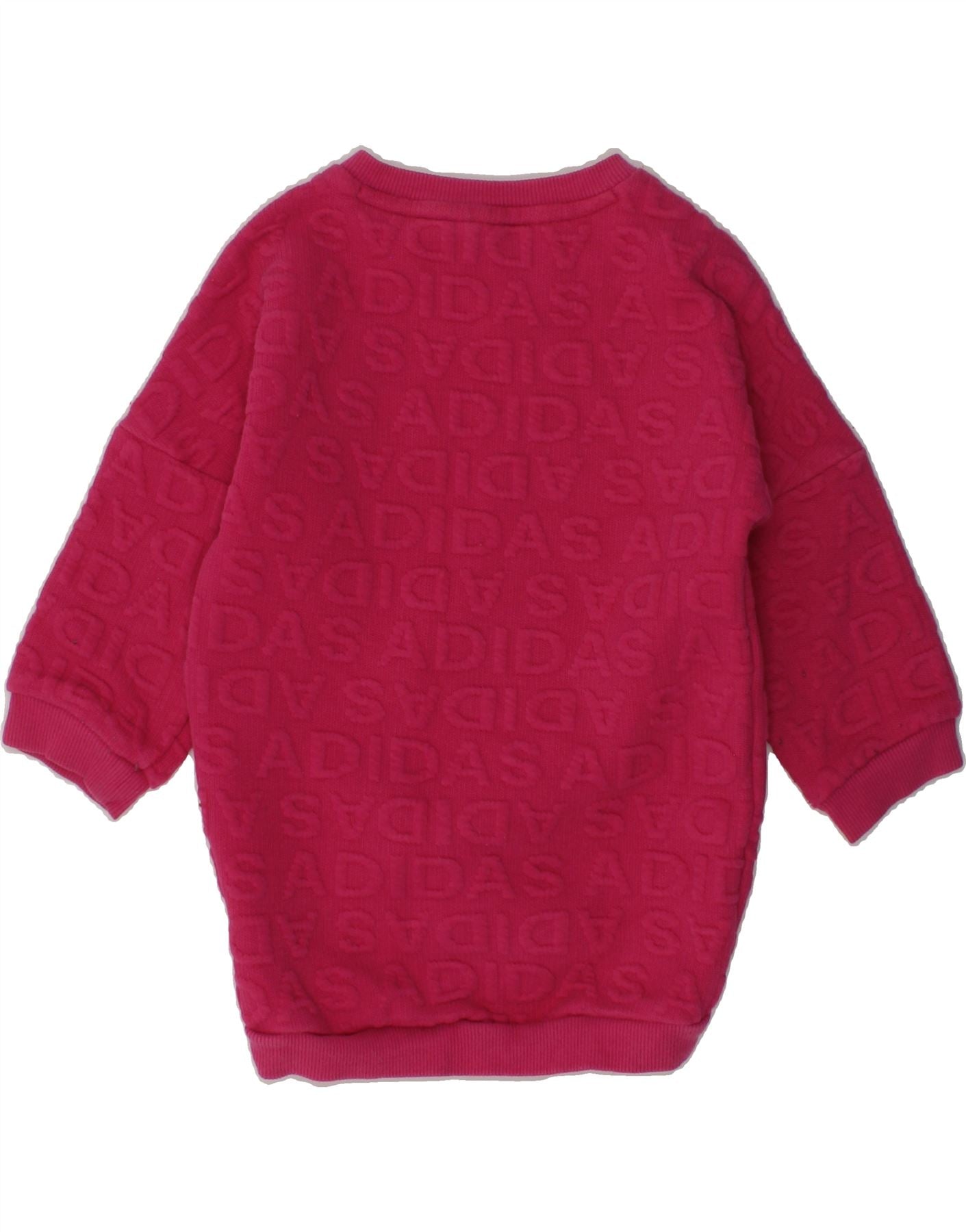 ADIDAS Baby Girls Graphic Sweatshirt Jumper 9-12 Months Pink Cotton