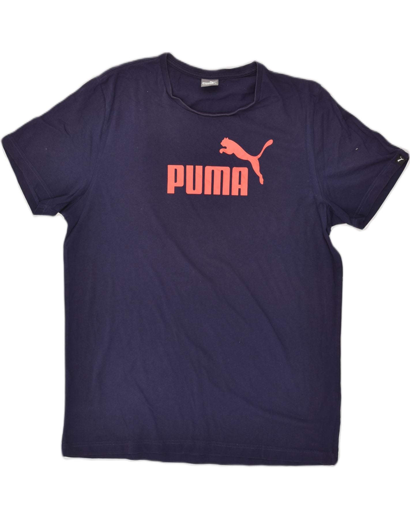 image of PUMA Mens Graphic T-Shirt Top XL Navy Blue Cotton