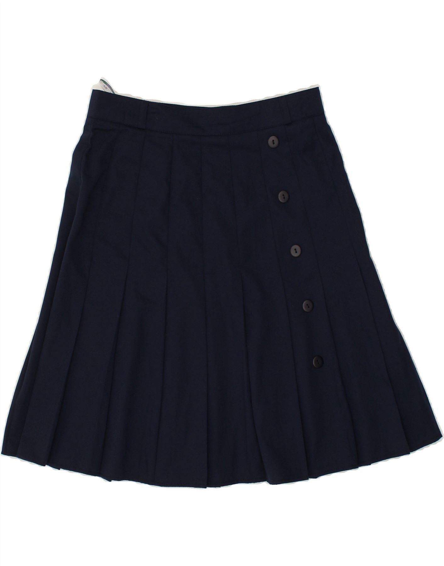 Image of C&A Womens Knife Pleated Skirt EU 40 Medium W28 Navy Blue Polyester