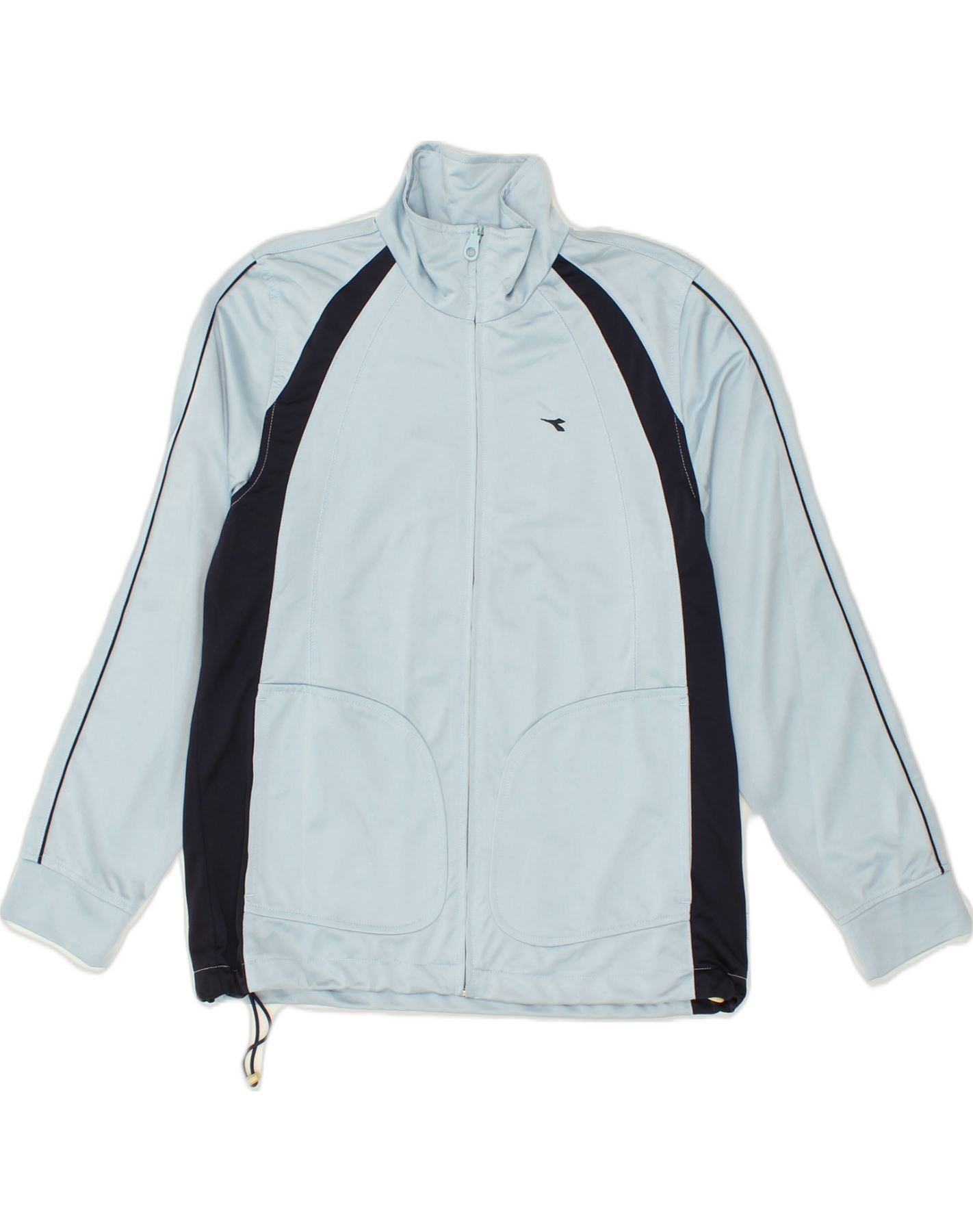 image of DIADORA Womens Tracksuit Top Jacket UK 14 Medium Blue Colourblock