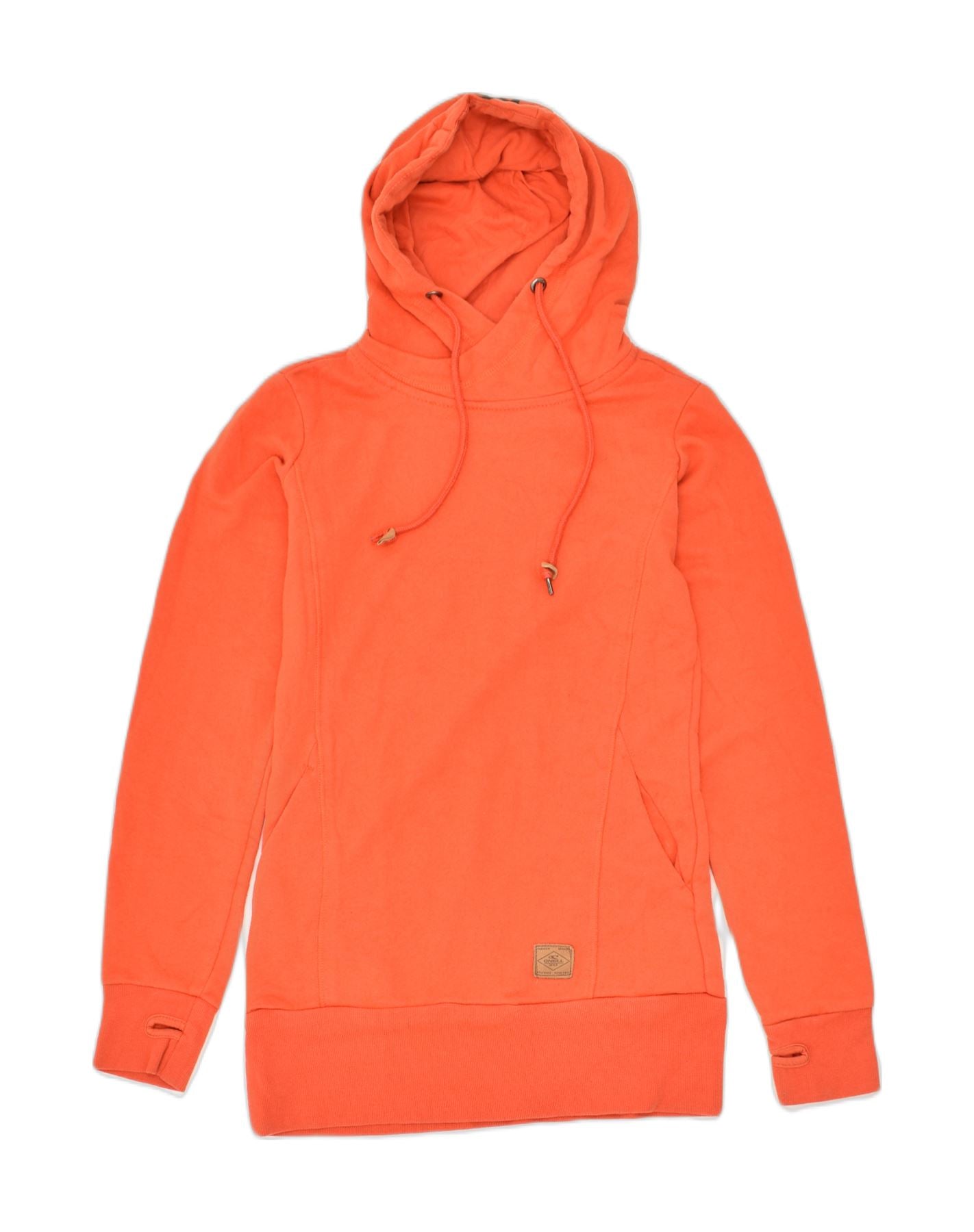 Image of O'NEILL Womens Graphic Hoodie Jumper UK 10 Small Orange Cotton