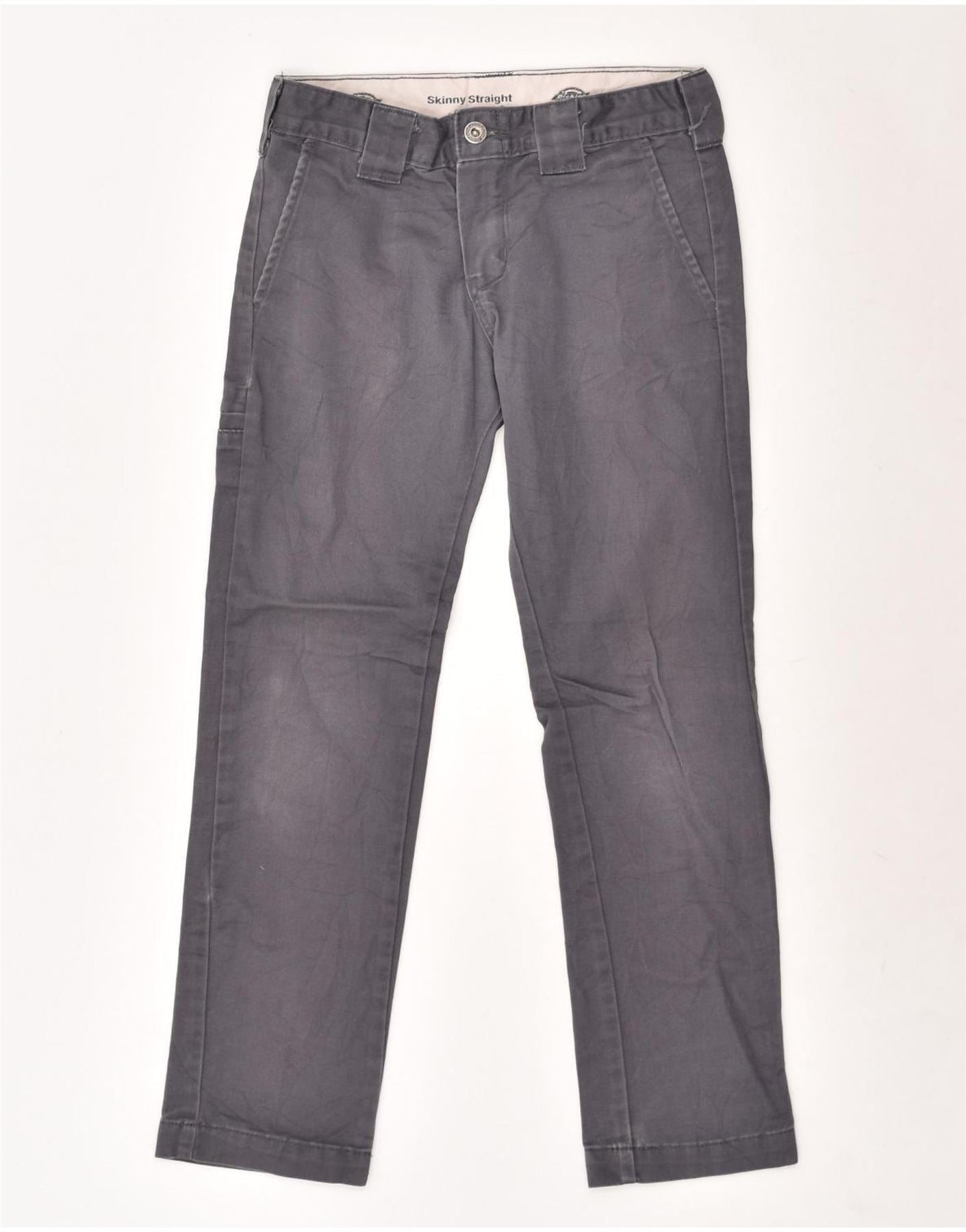 image of DICKIES Boys Skinny Straight Chino Trousers 9-10 Years W24 L24 Grey Cotton