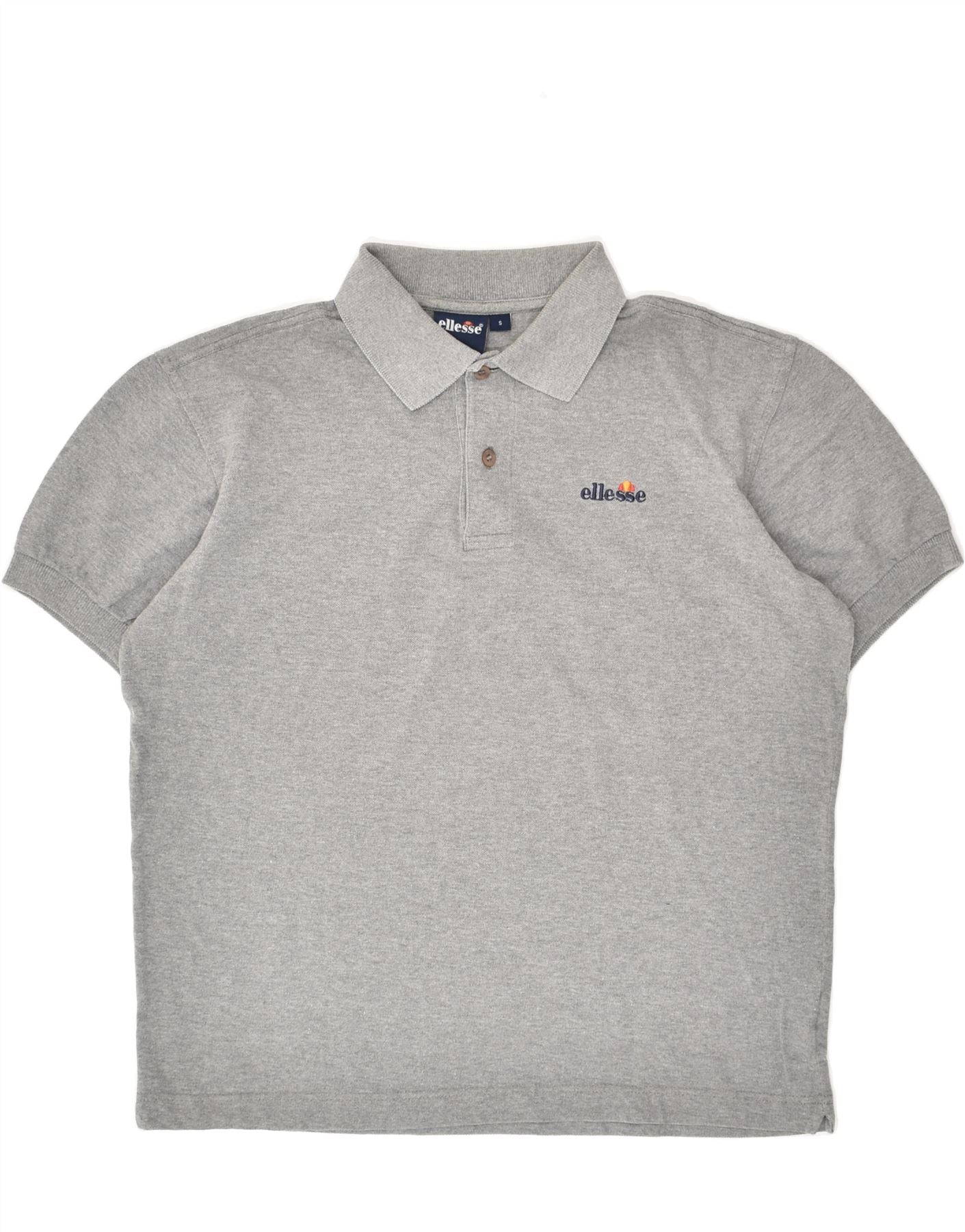 image of ELLESSE Mens Polo Shirt Small Grey Cotton