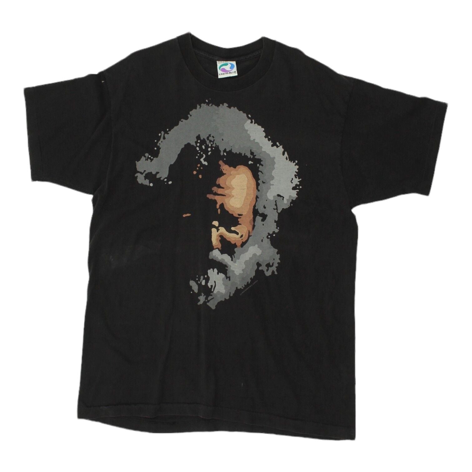 image of Jerry Garcia Liquid Blue Mens Black Memorial Tshirt | Vintage 90s Grateful Dead