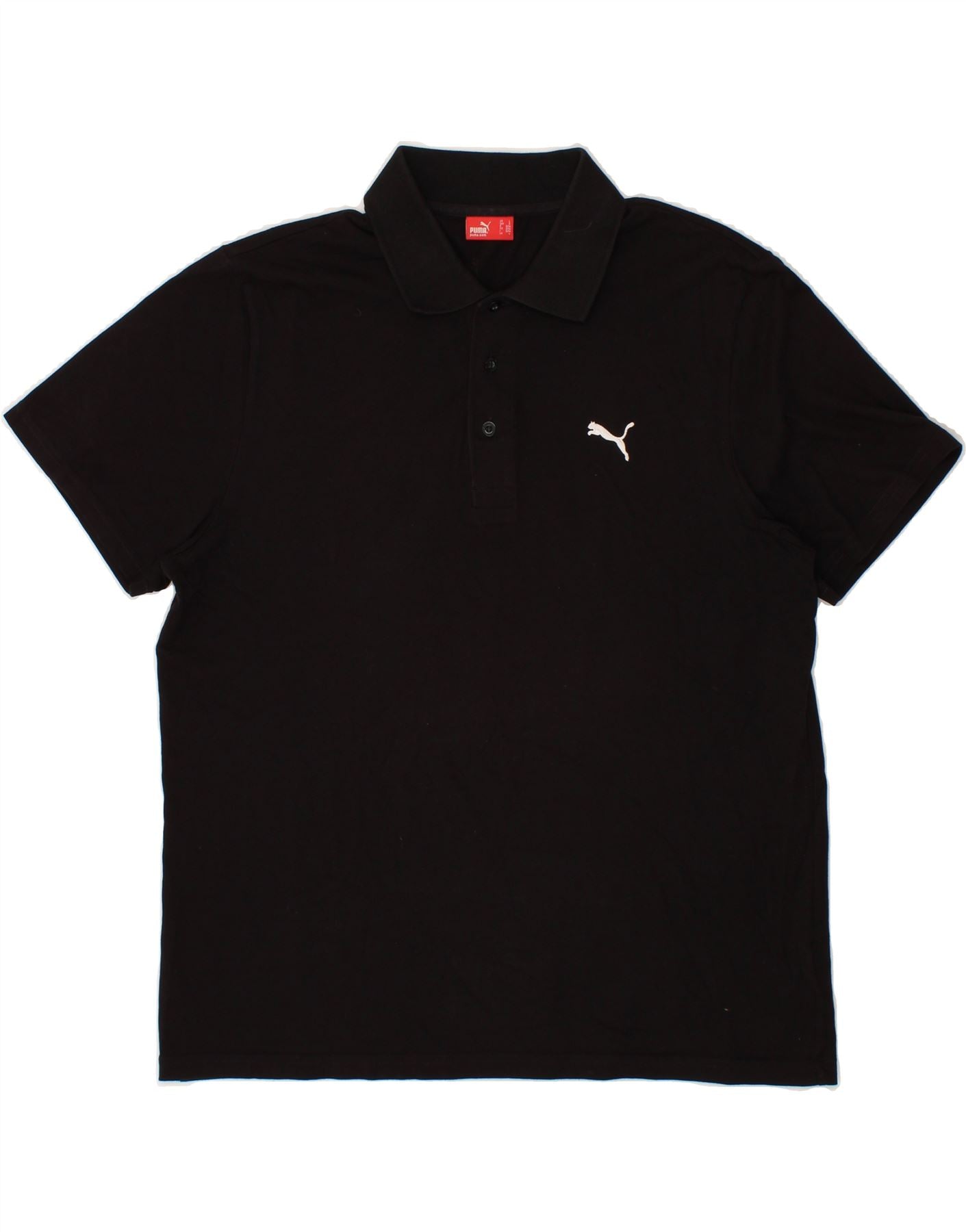 Image of PUMA Mens Polo Shirt Large Black Cotton